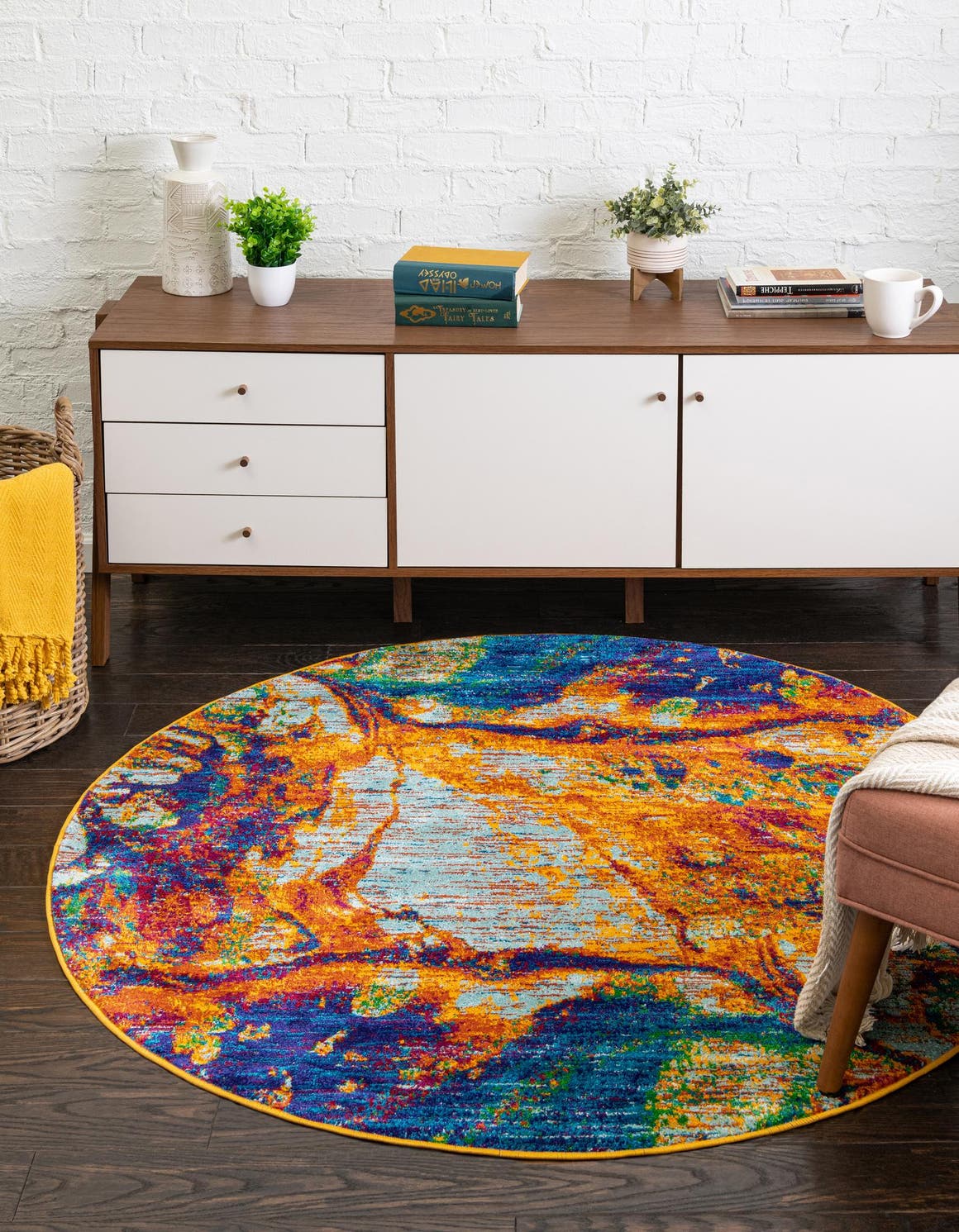 Multicolor 5' 3 x 5' 3 Calypso Round Rug