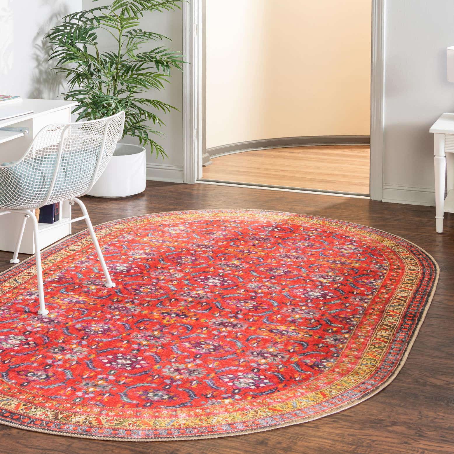 Red 5' x 8' Timeless Oval Rug