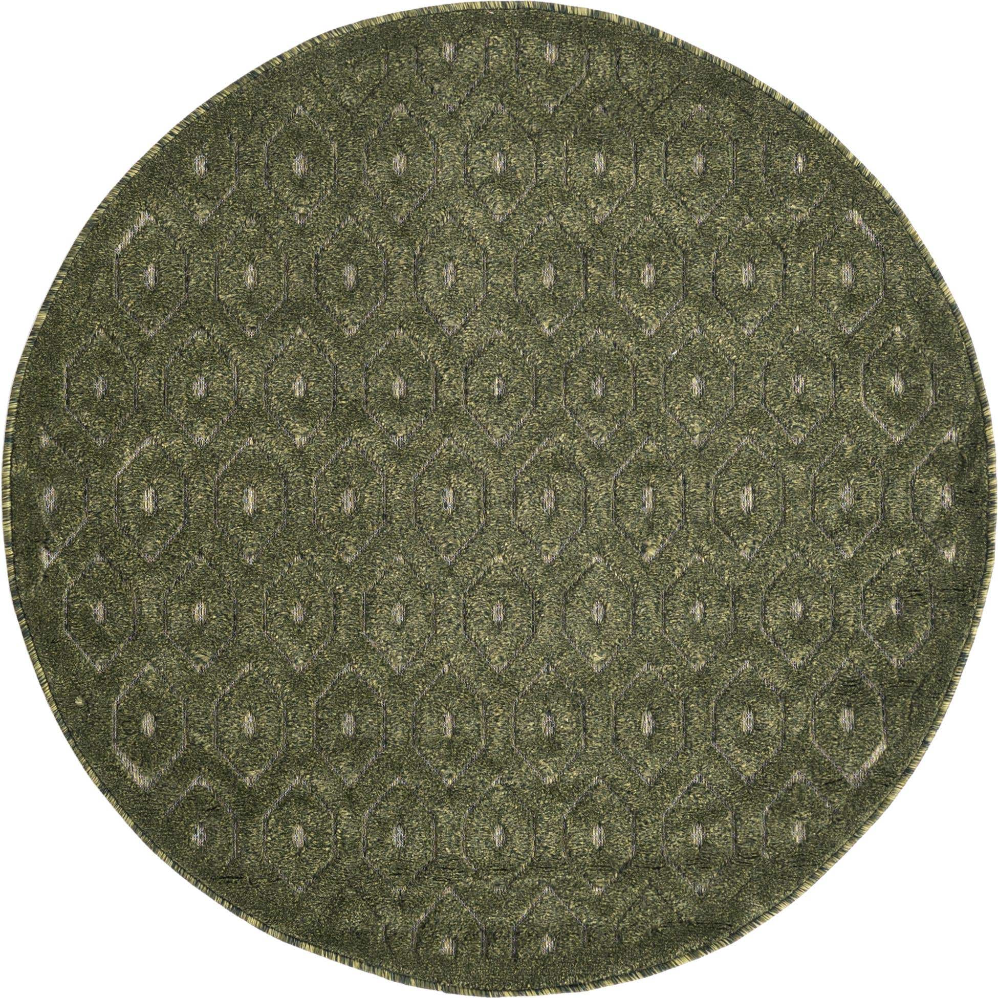 Green 4' x 4' Outdoor Trellis Textured Round Rug