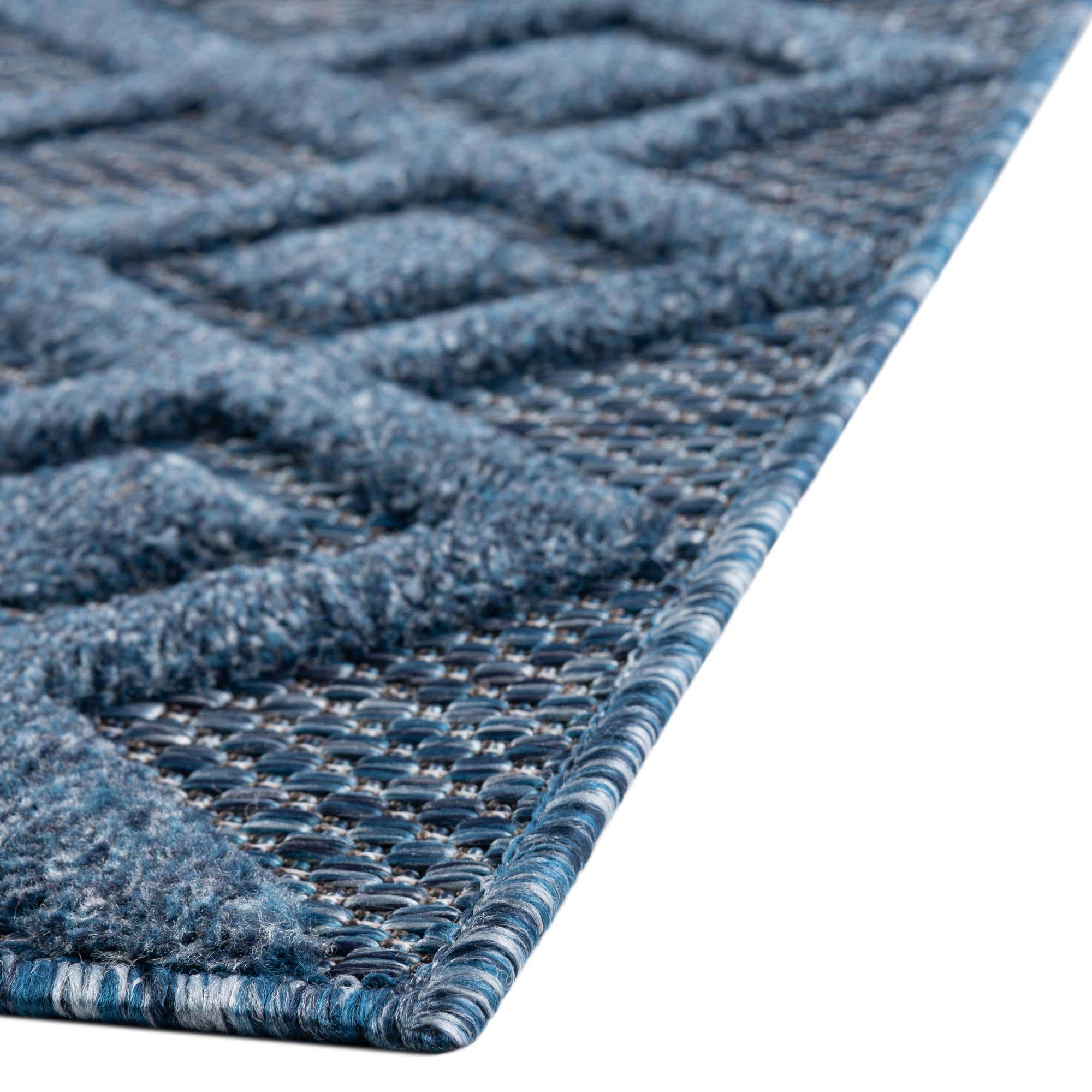 Navy Blue 6' x 9' Outdoor Trellis Textured Rug eSaleRugs