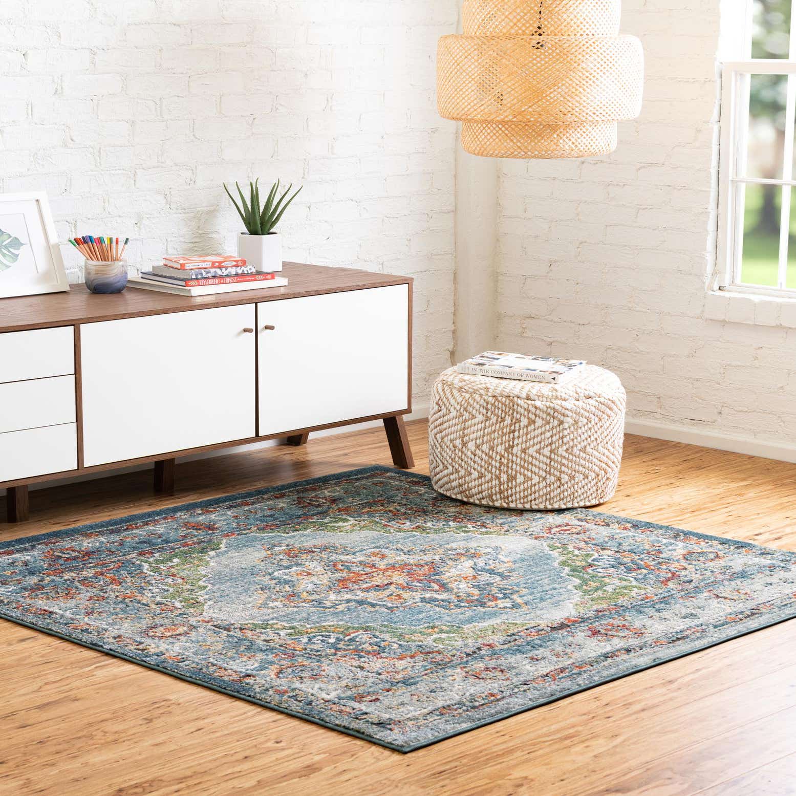 Blue 5' x 5' Isabella Square Rug
