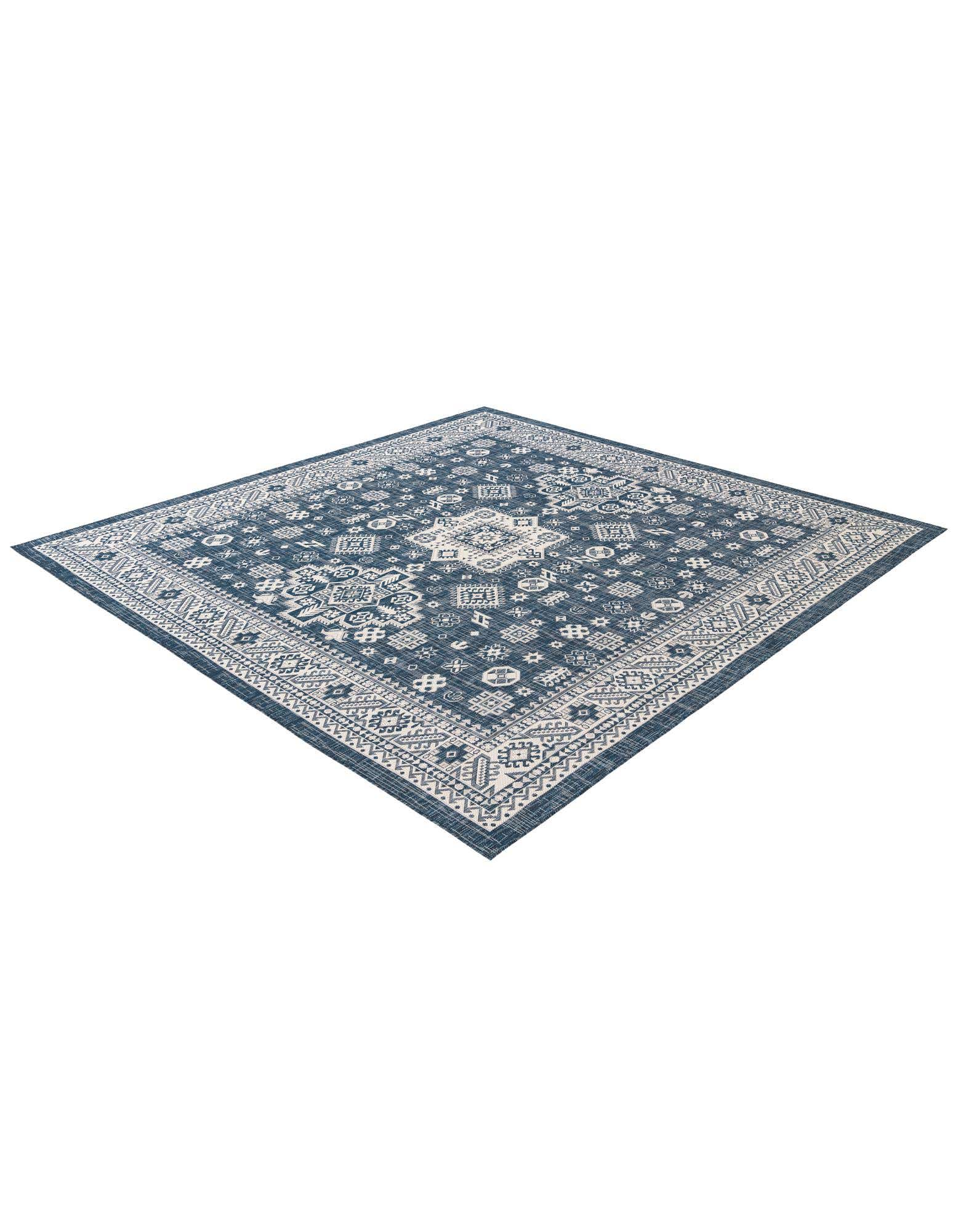 Blue 10' x 10' Outdoor Aztec Square Rug | eSaleRugs