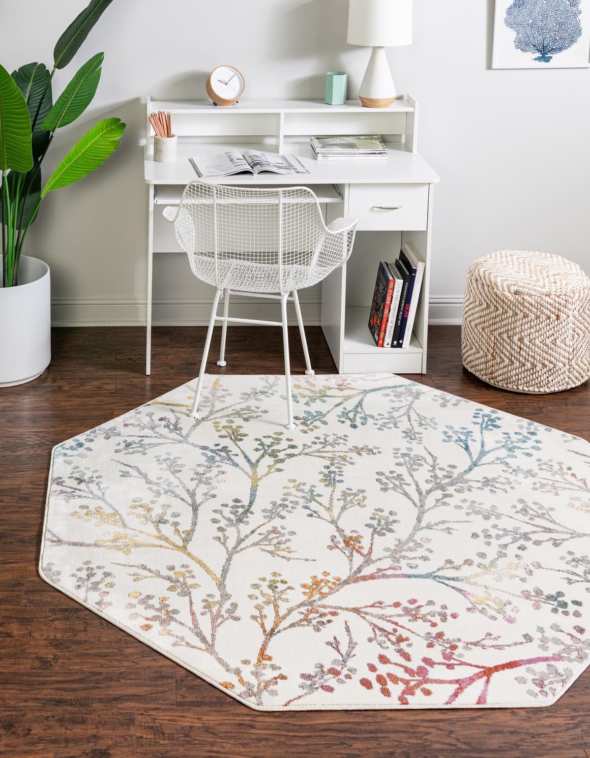 Ivory 6' x 6' Blossom Octagon Rug eSaleRugs