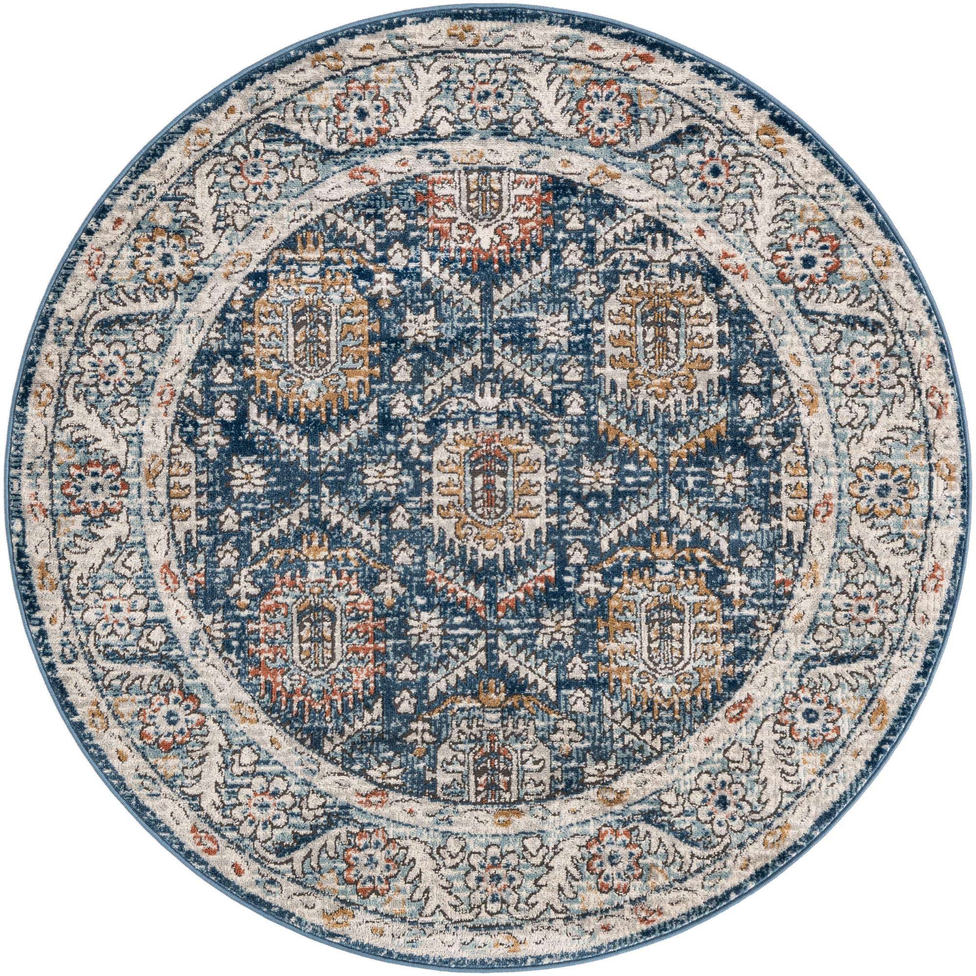 Blue 5' 3 x 5' 3 Nyla Round Rug