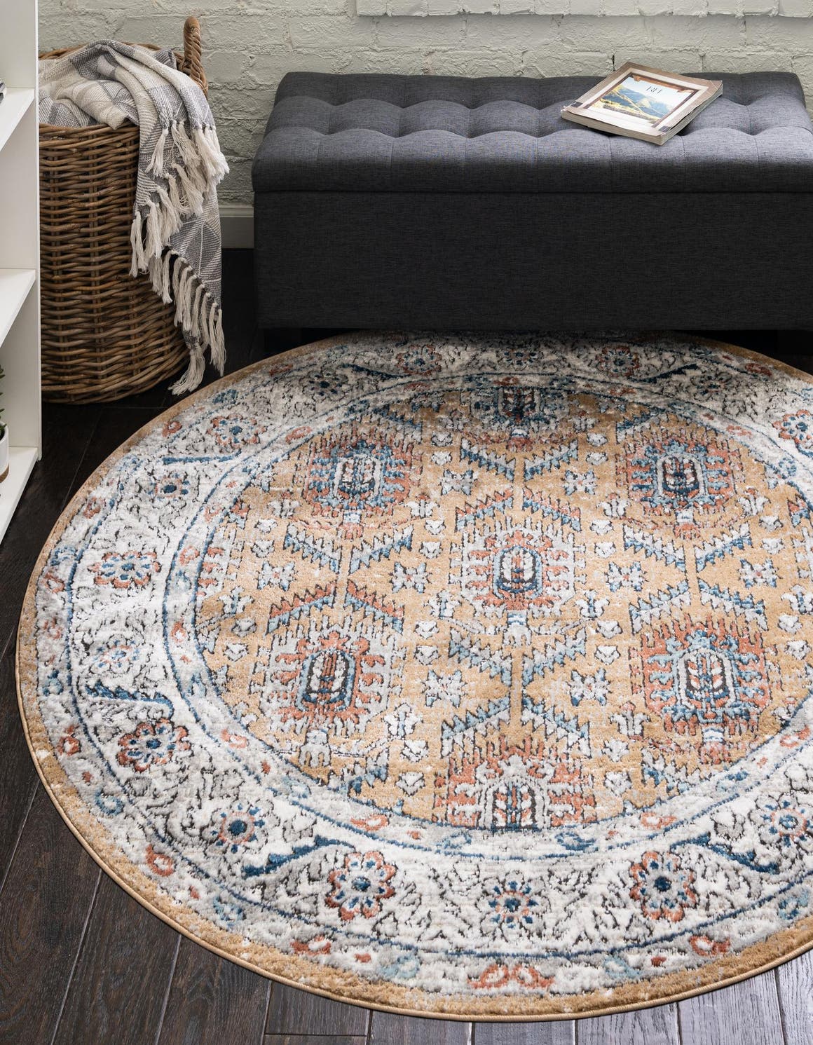 Mustard Yellow 7' x 7' Nyla Round Rug