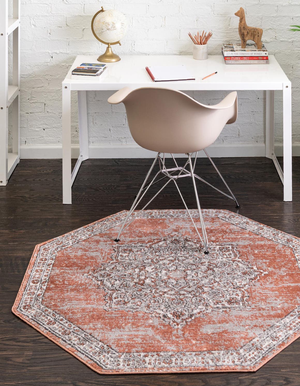 Salmon Pink 4' x 4' Nyla Octagon Rug