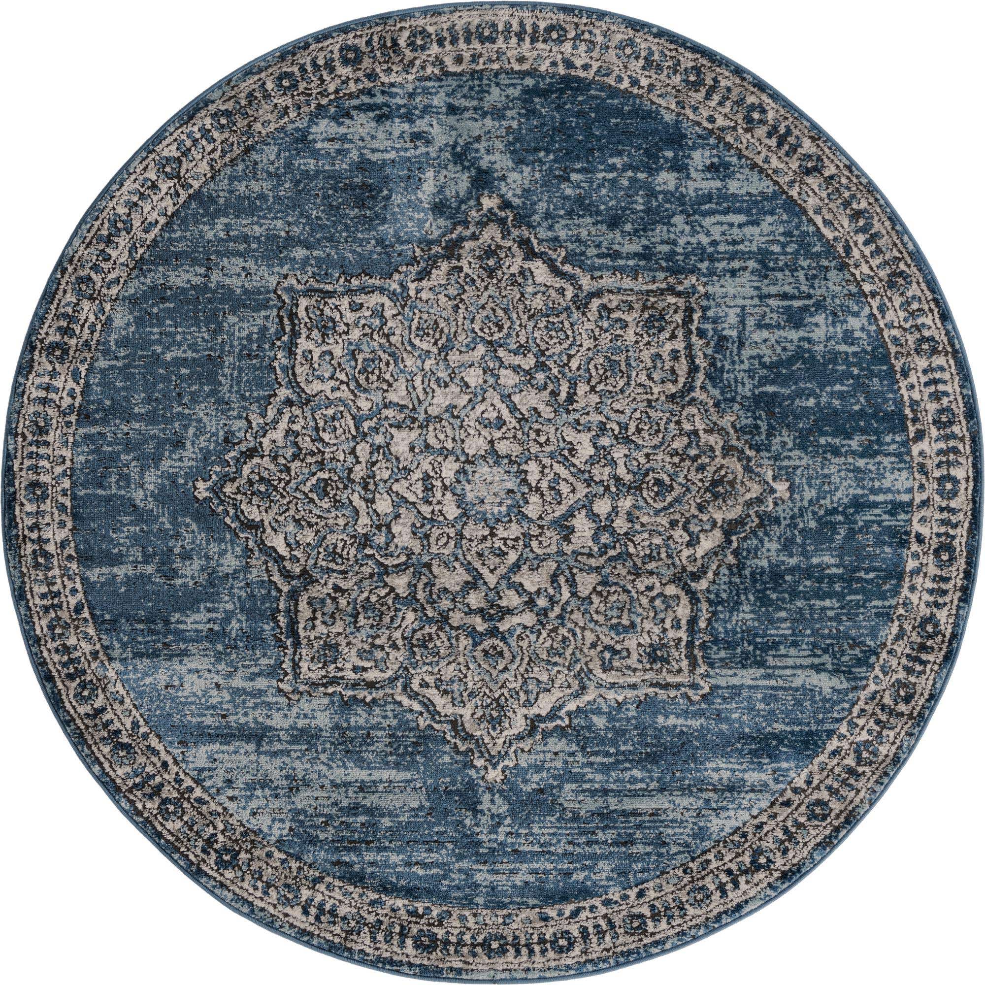 Blue 5' 3 x 5' 3 Nyla Round Rug | Rugs.com