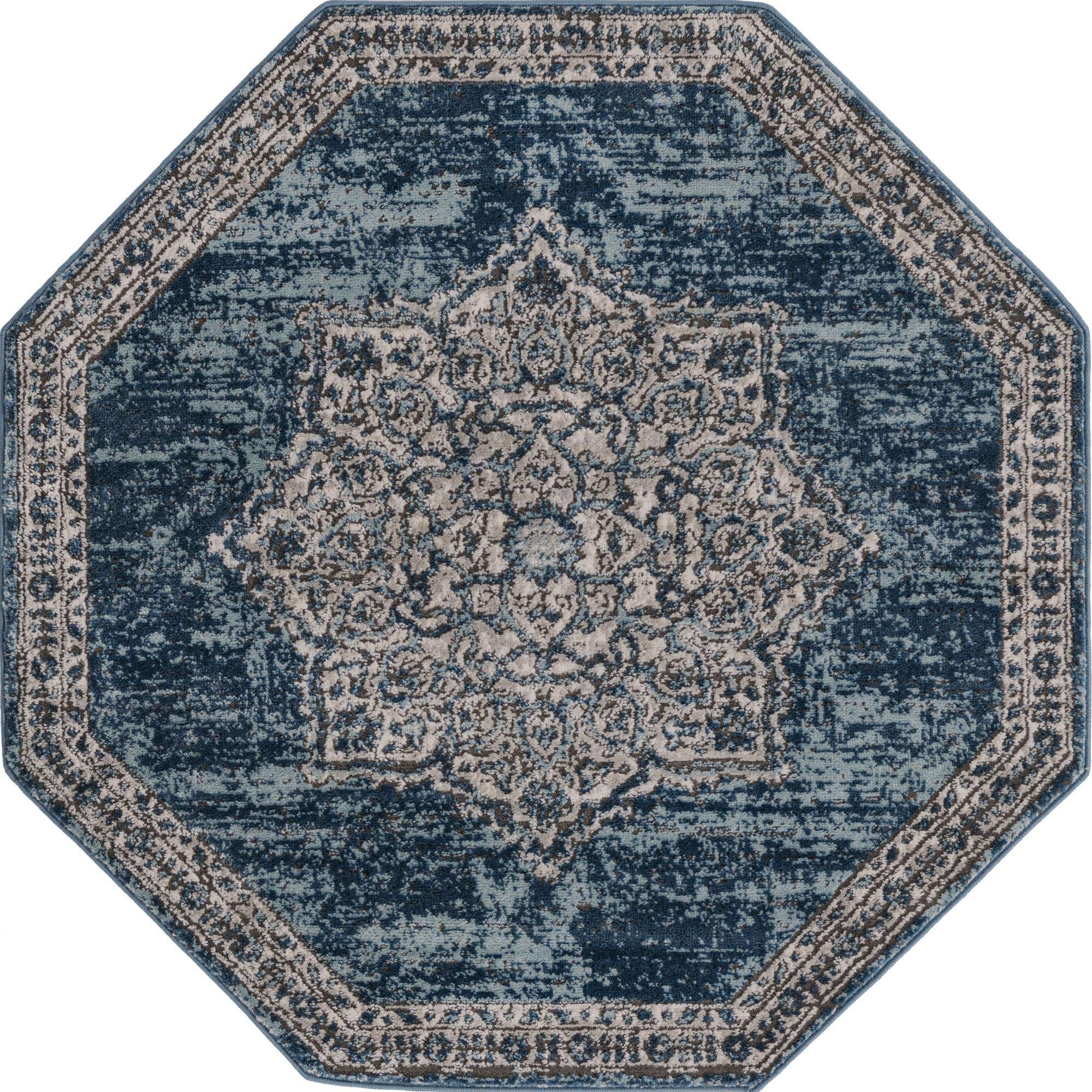 Blue 4' x 4' Nyla Octagon Rug eSaleRugs