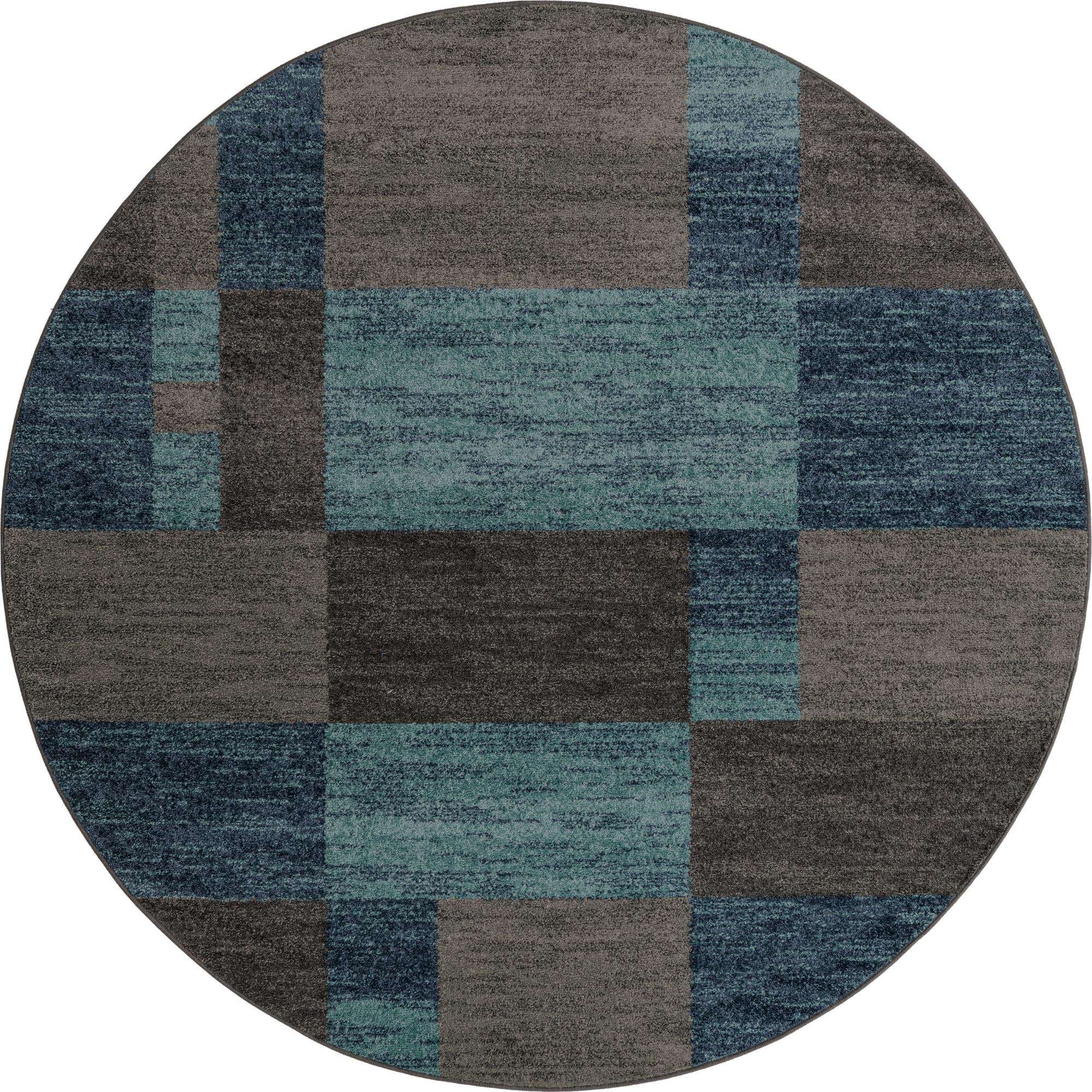 Blue Gray 7' 10 x 7' 10 Harvest Round Rug eSaleRugs