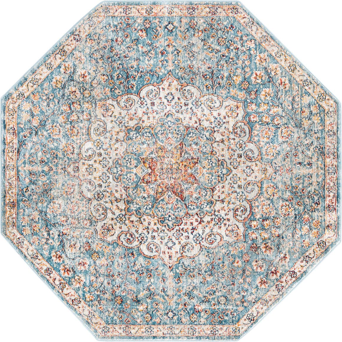 Blue 4' x 4' Newport Octagon Rug eSaleRugs