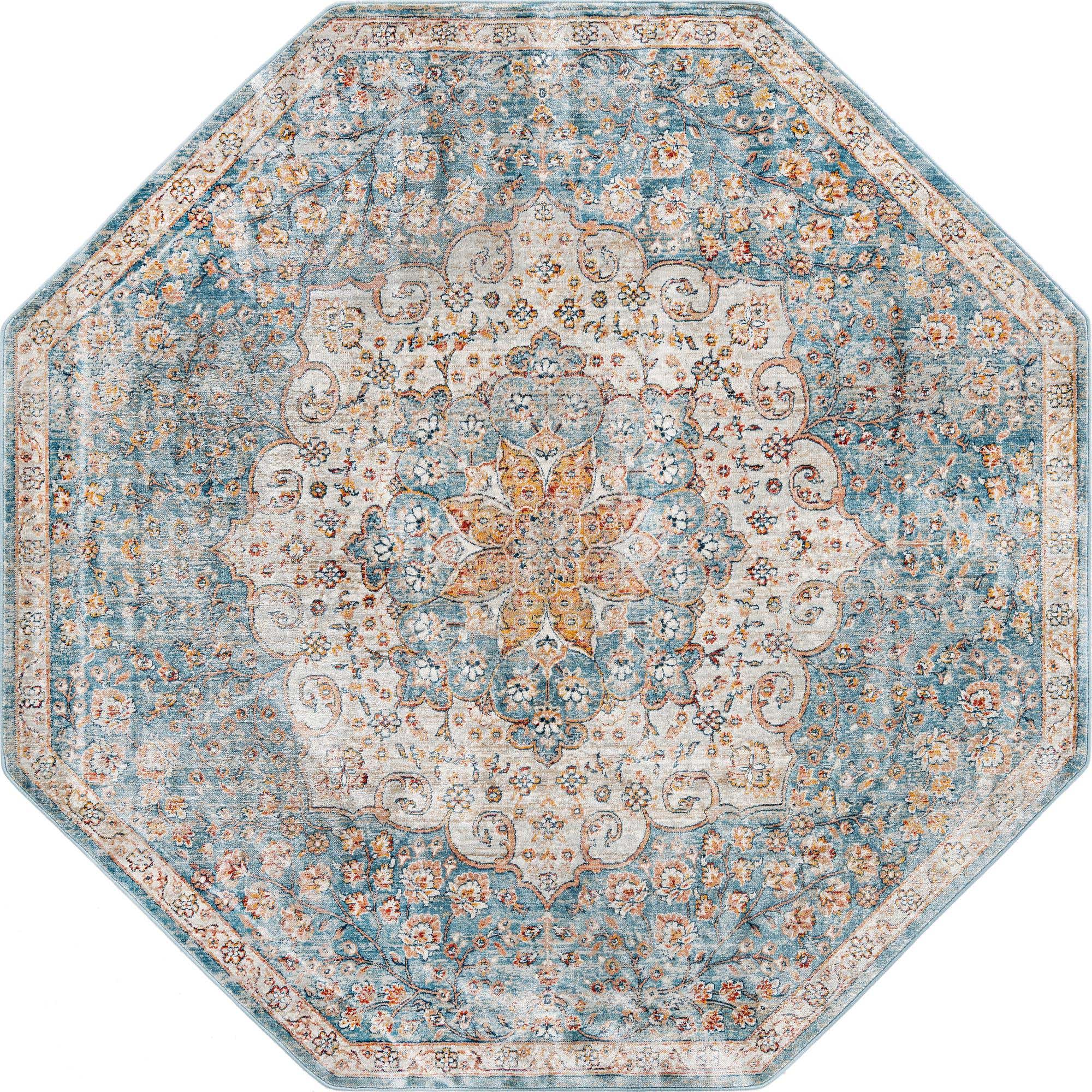 Blue 7' x 7' Newport Octagon Rug