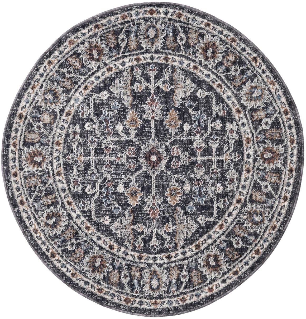 Charcoal Gray 3' 3 x 3' 3 Eco Traditional Round Rug