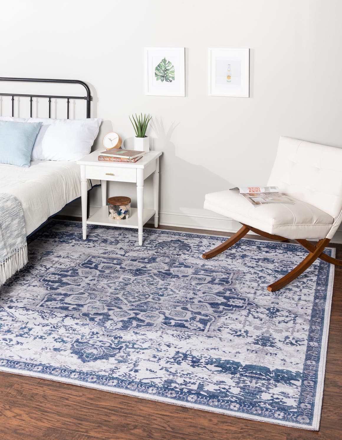 Gray Blue 5' 3 x 5' 3 Francesca Washable Square Rug