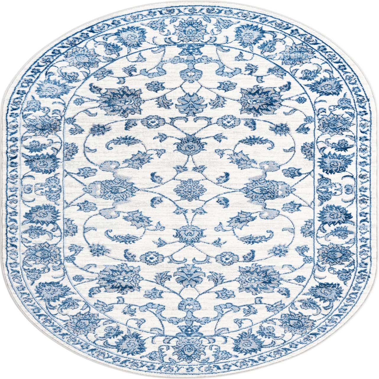 WhiteBlue 5' 3 x 8' Boston Oval Rug