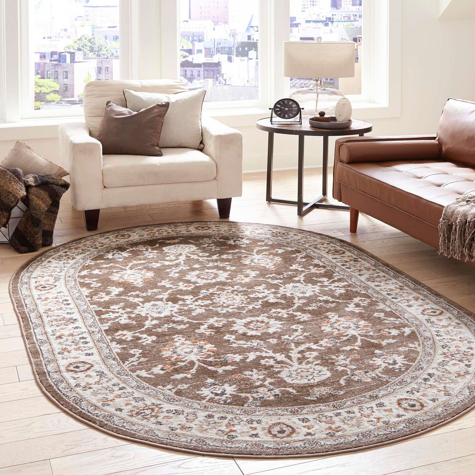 Brown 4' x 6' Charlotte Oval Rug eSaleRugs