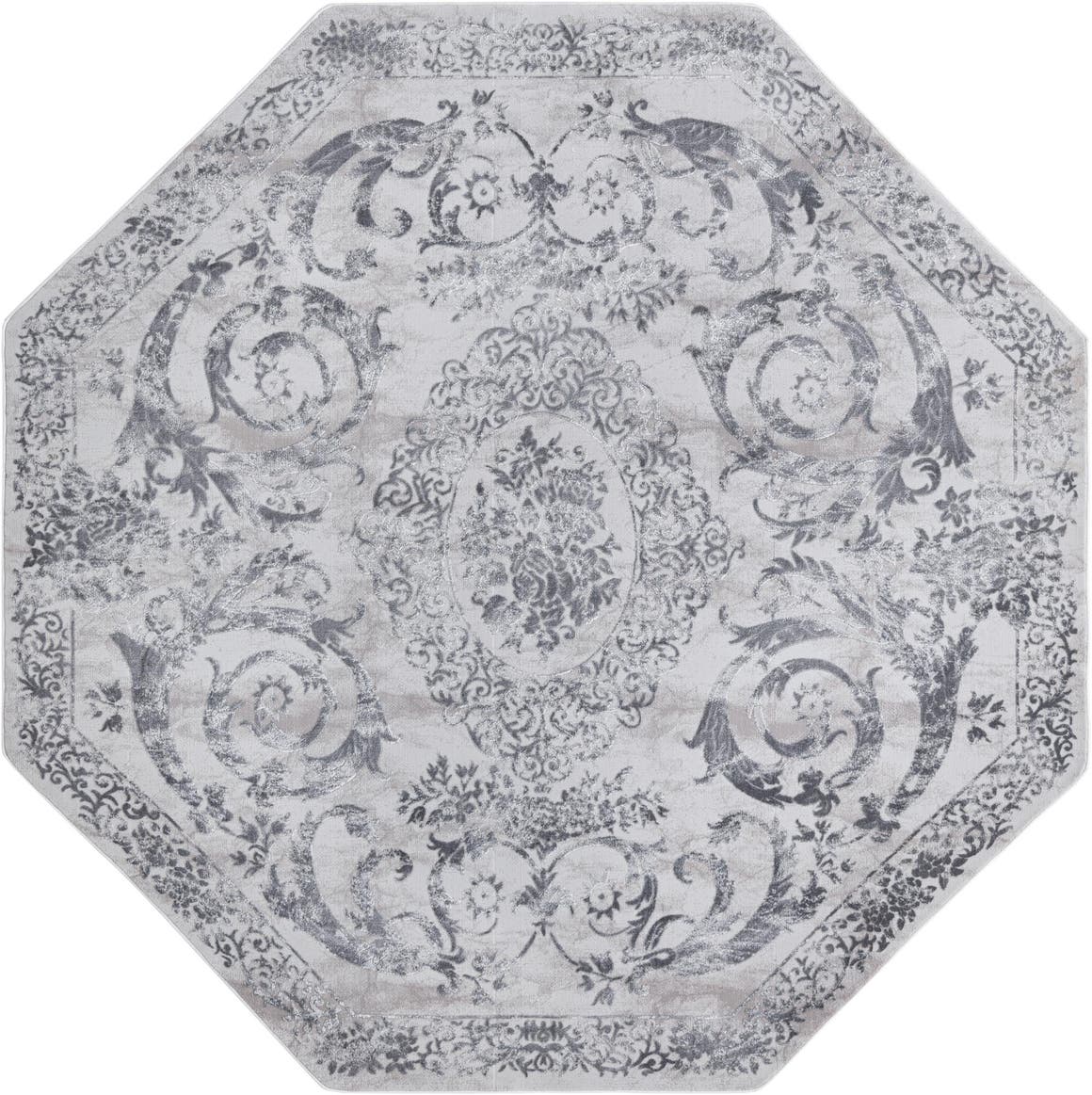 Gray 7' 10 x 7' 10 Finsbury Octagon Rug eSaleRugs