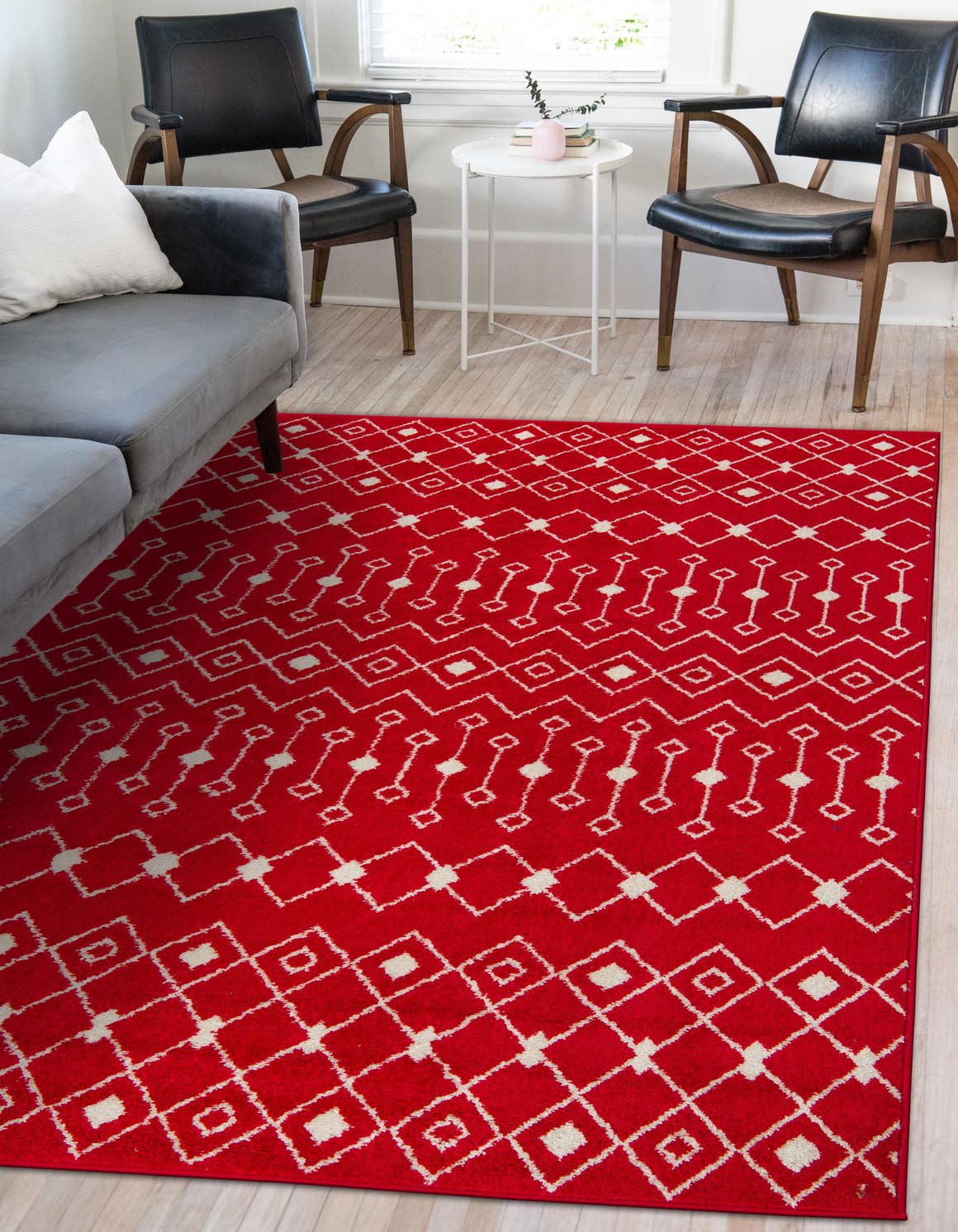 Burgundy Red 5' 3 x 8' Moroccan Trellis Rug eSaleRugs