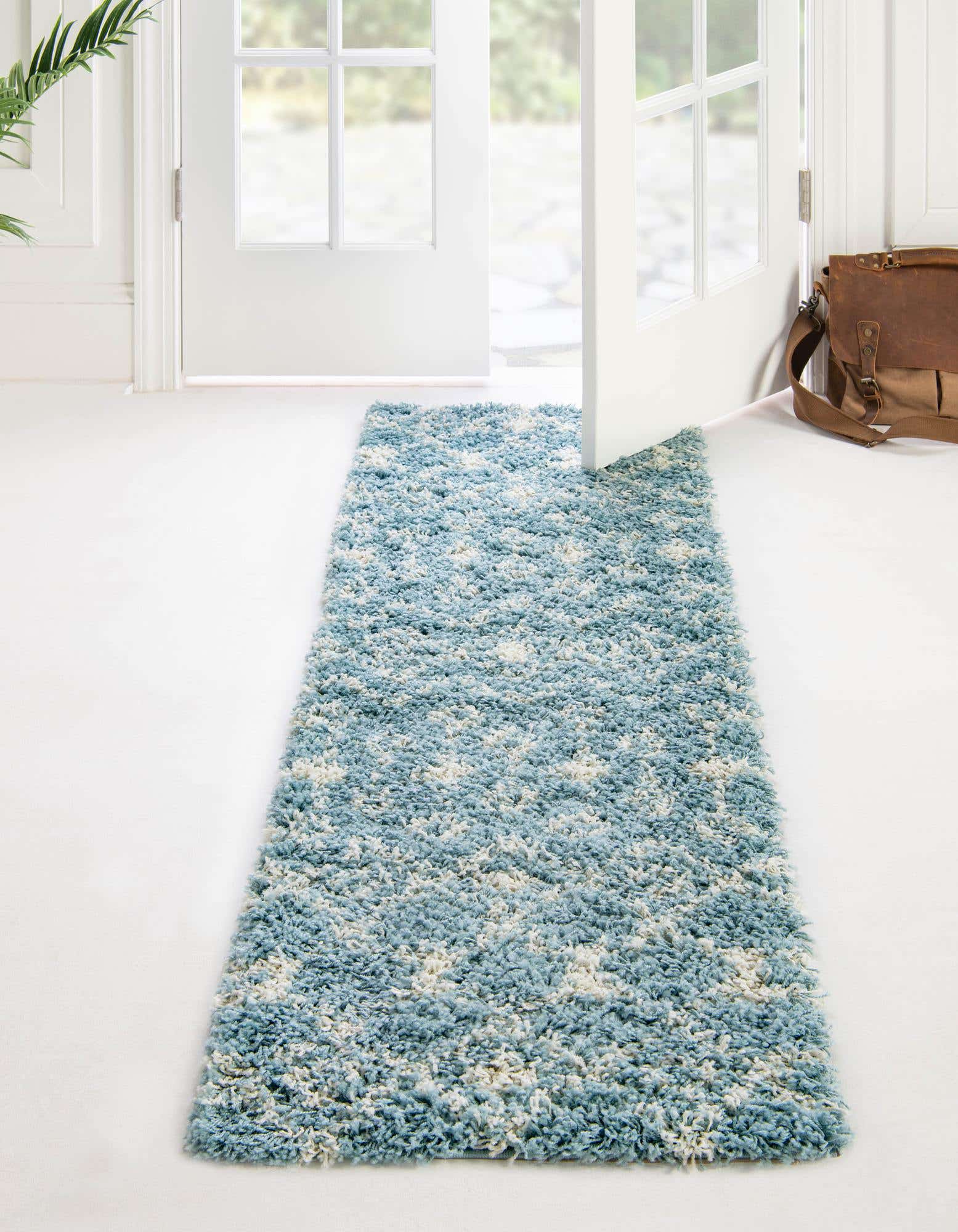 100 X 500 Cm Runner Moroccan Trellis Shag Rug Light Blue 100 X 500 Cm Runner Moroccan Trellis Shag Rug Light Blue
