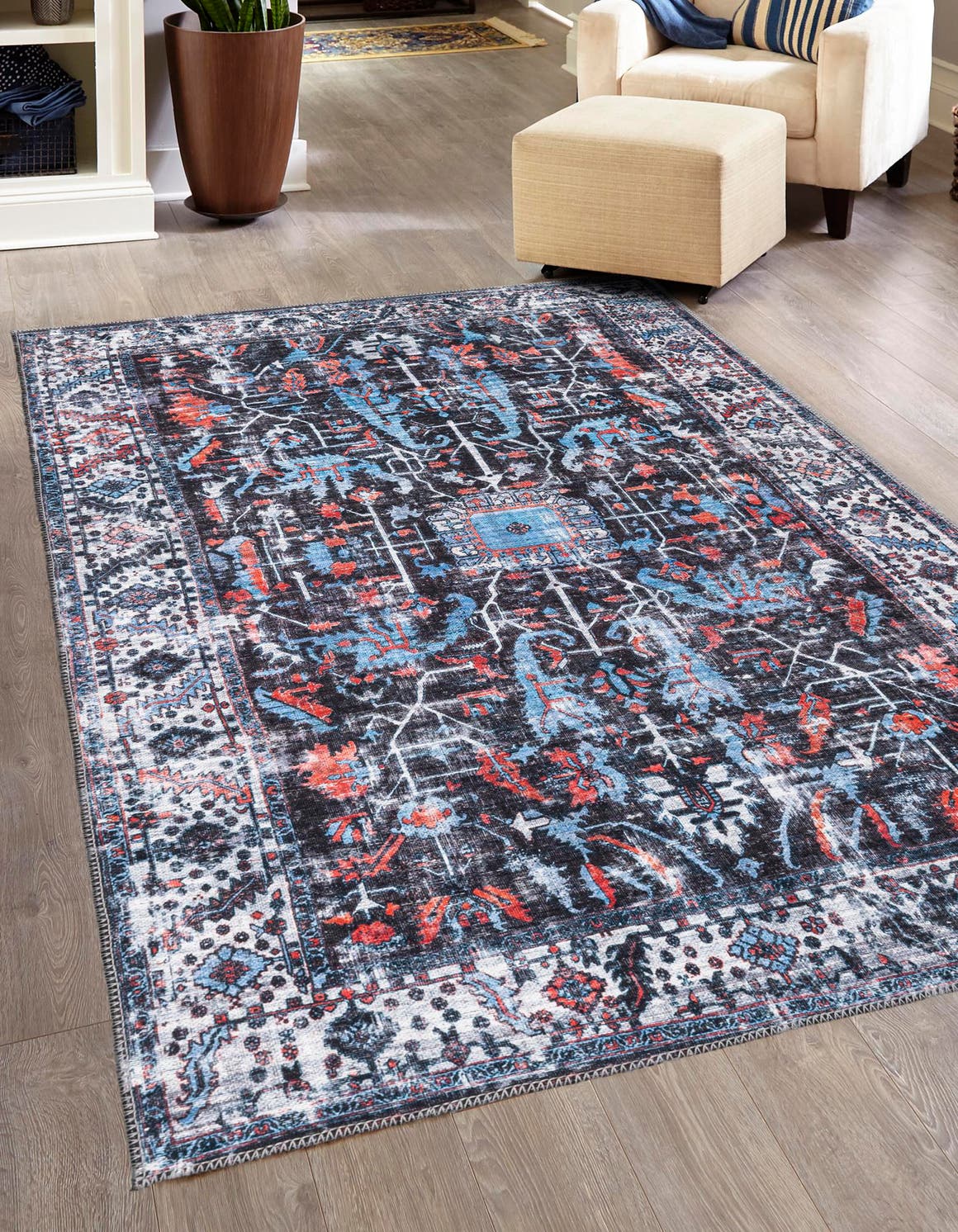 Black 6' x 9' Mangata Washable Rug eSaleRugs