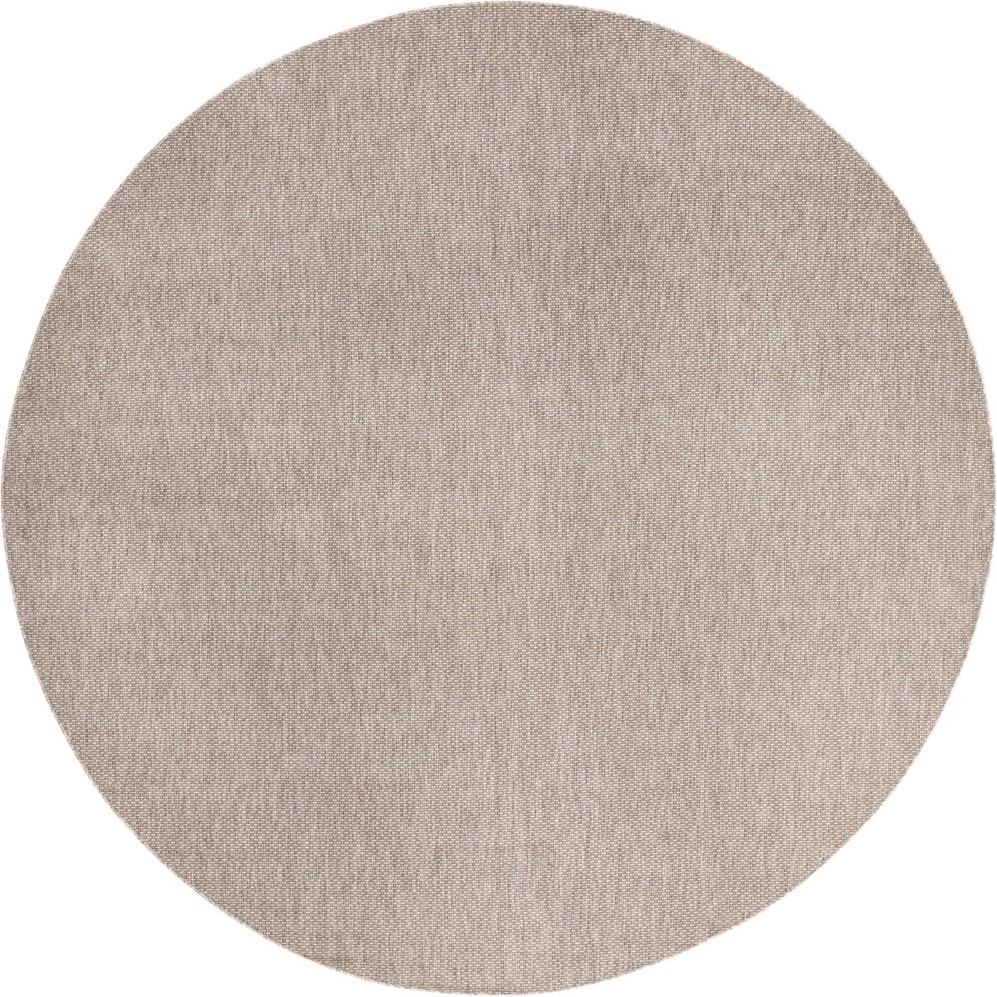 Beige 13' x 13' Outdoor Solid Round Indoor / Outdoor Rug