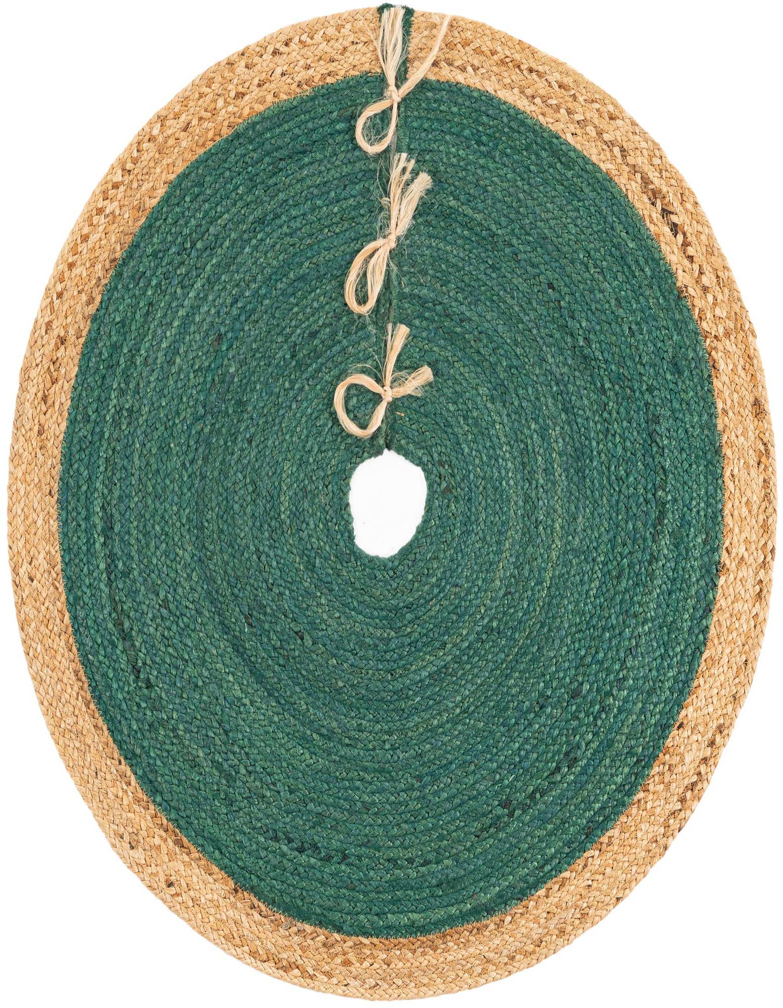 Primary image 3' 1 x 3' 1 Hand Braided Christmas Tree Skirt