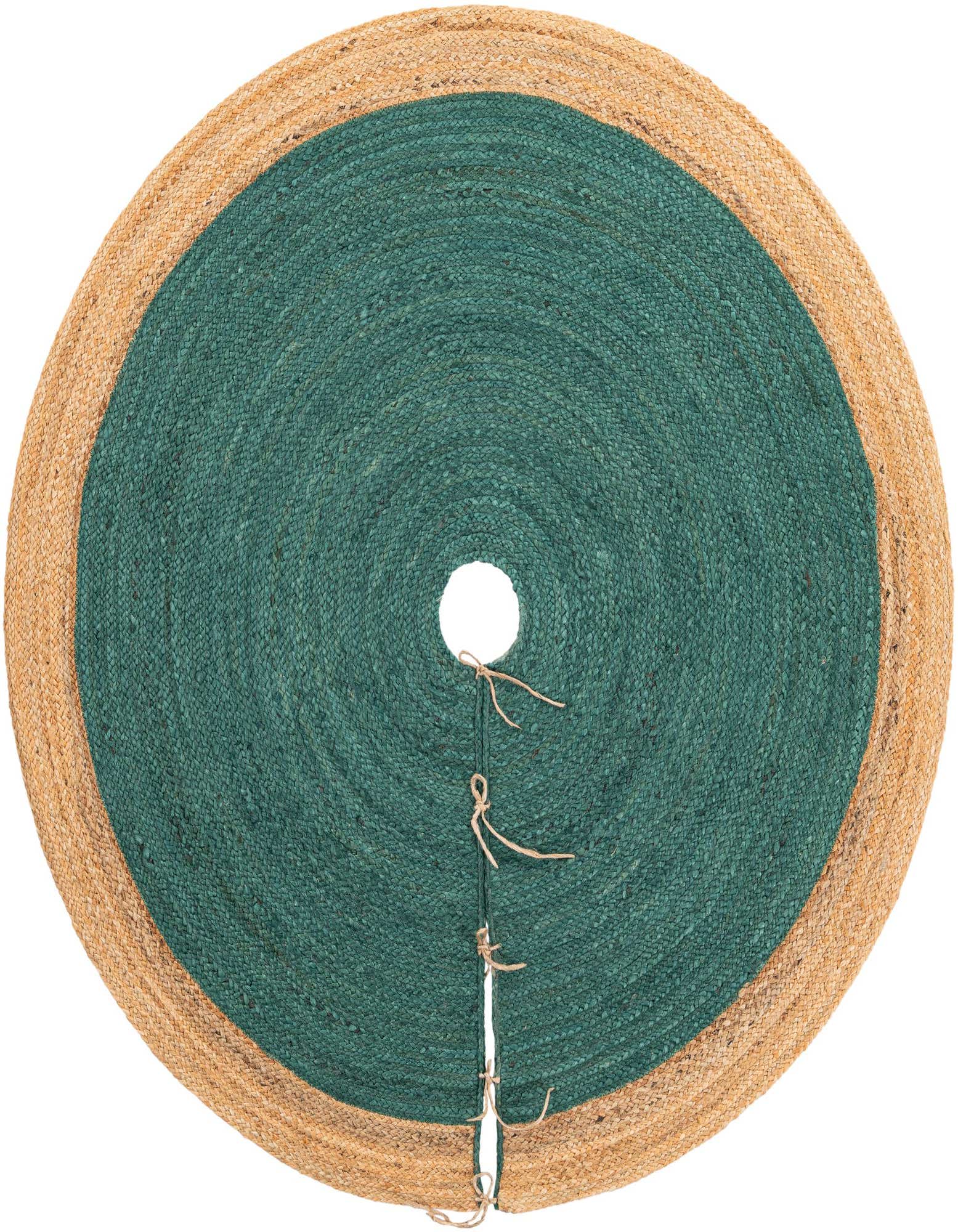 Primary image 5' 1 x 5' 1 Hand Braided Christmas Tree Skirt