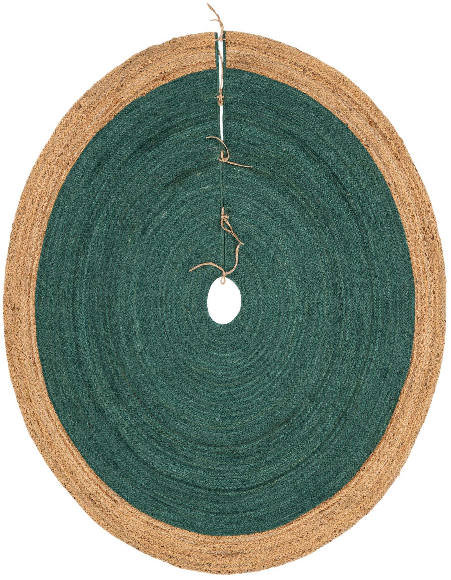 Primary image 6' 1 x 6' 1 Hand Braided Christmas Tree Skirt