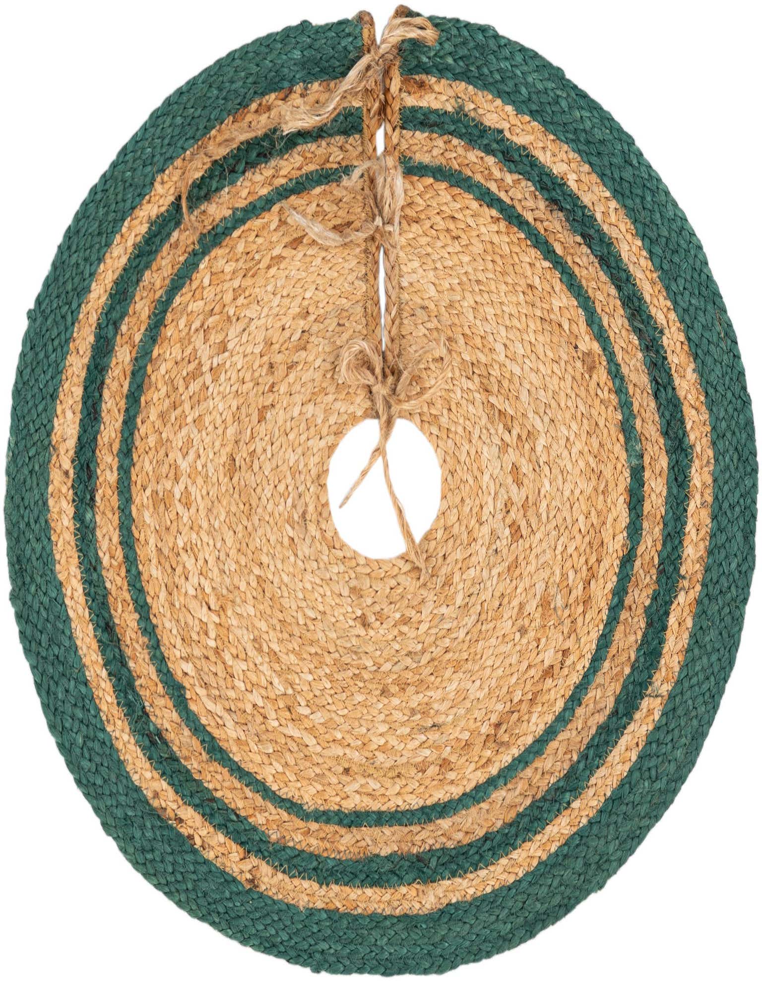 Primary image 2' 2 x 2' 2 Hand Braided Christmas Tree Skirt