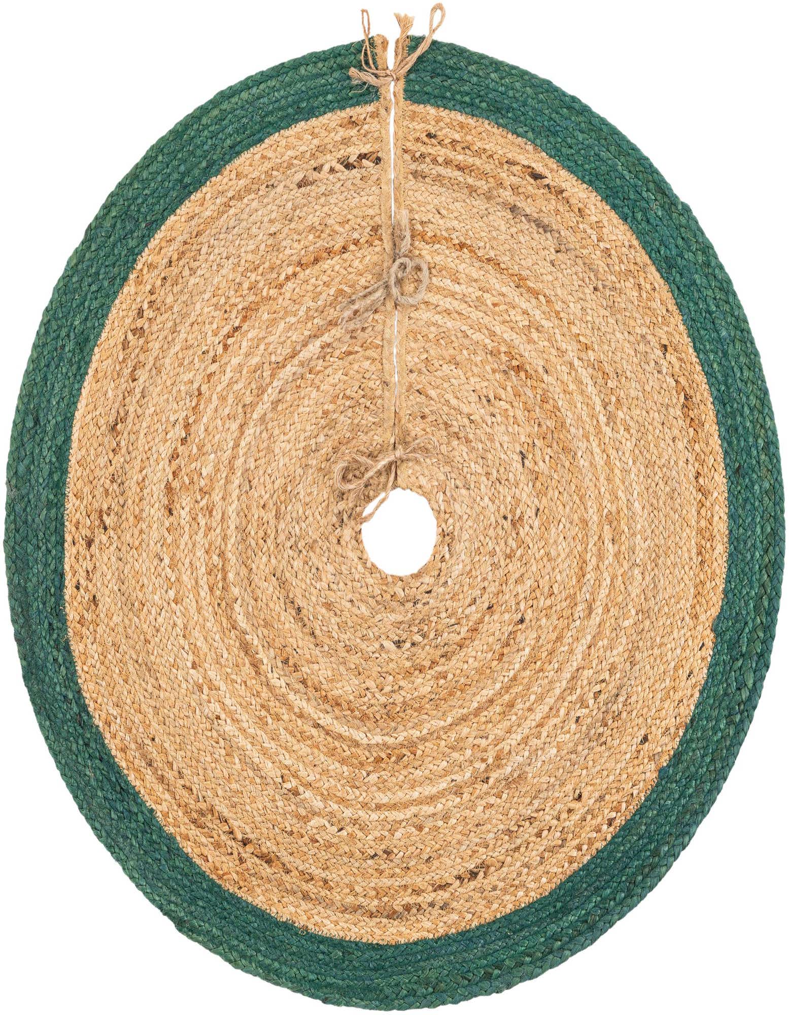 Primary image 3' 1 x 3' 1 Hand Braided Christmas Tree Skirt