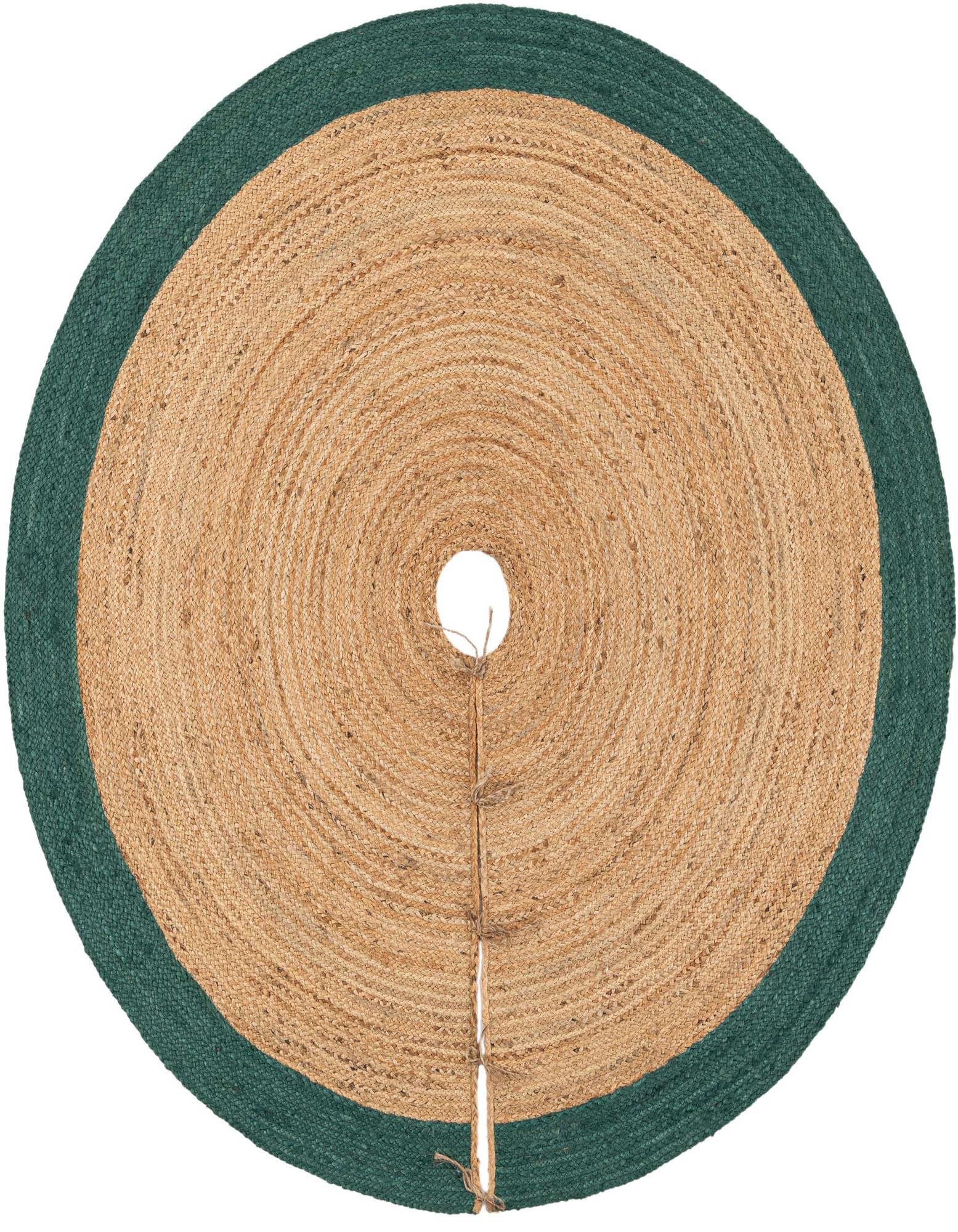 Primary image 6' 1 x 6' 1 Hand Braided Christmas Tree Skirt