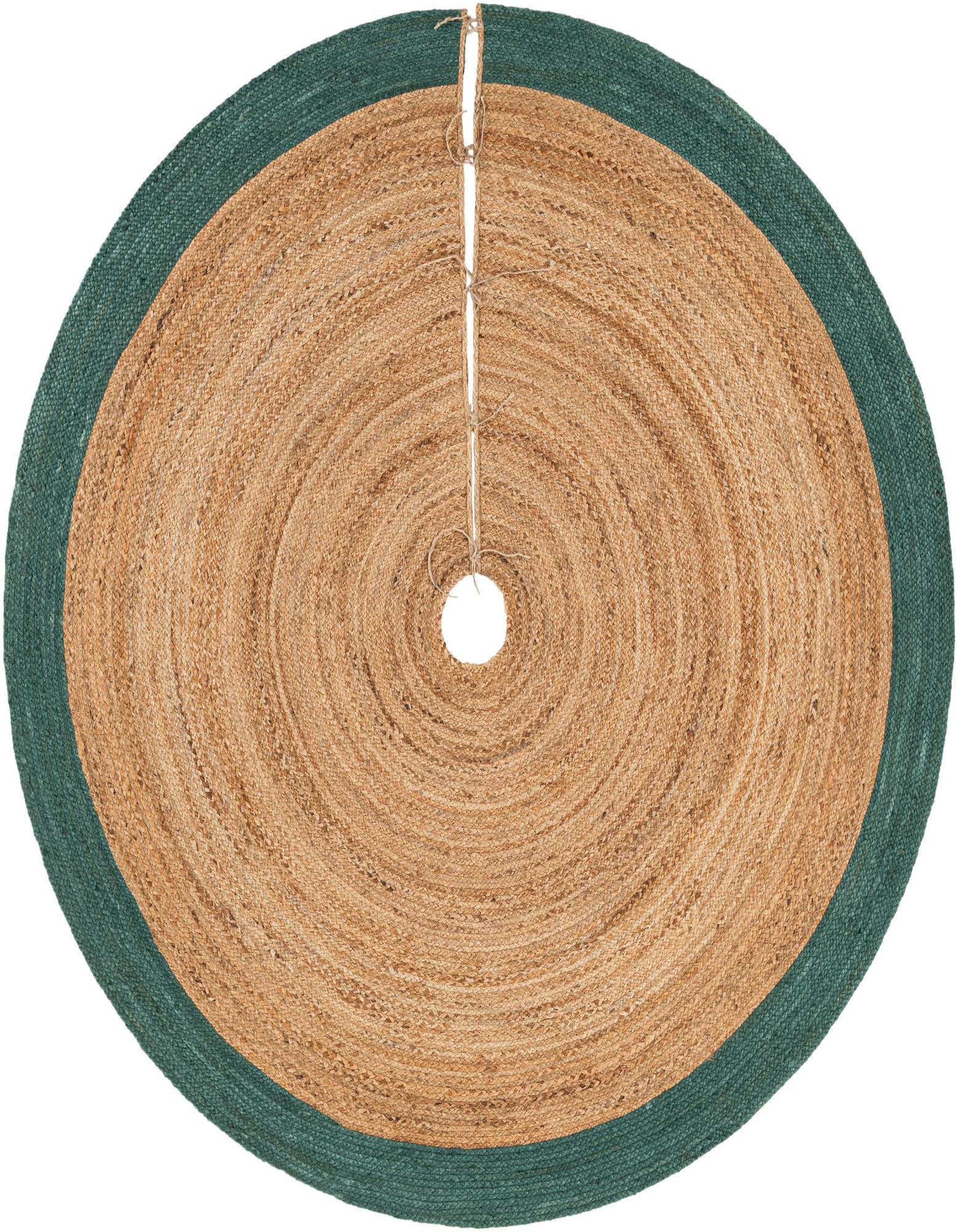 Primary image 7' 1 x 7' 1 Hand Braided Christmas Tree Skirt