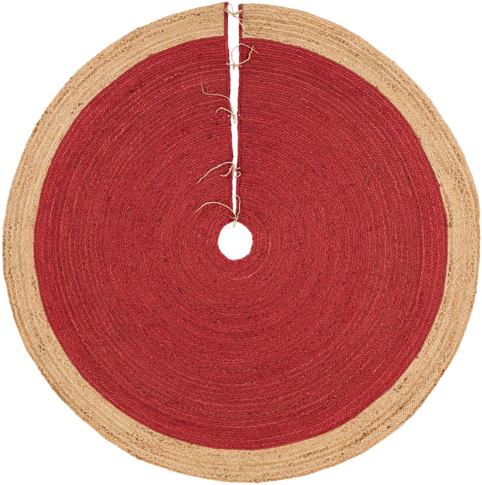 Primary image 6' 1 x 6' 1 Hand Braided Christmas Tree Skirt