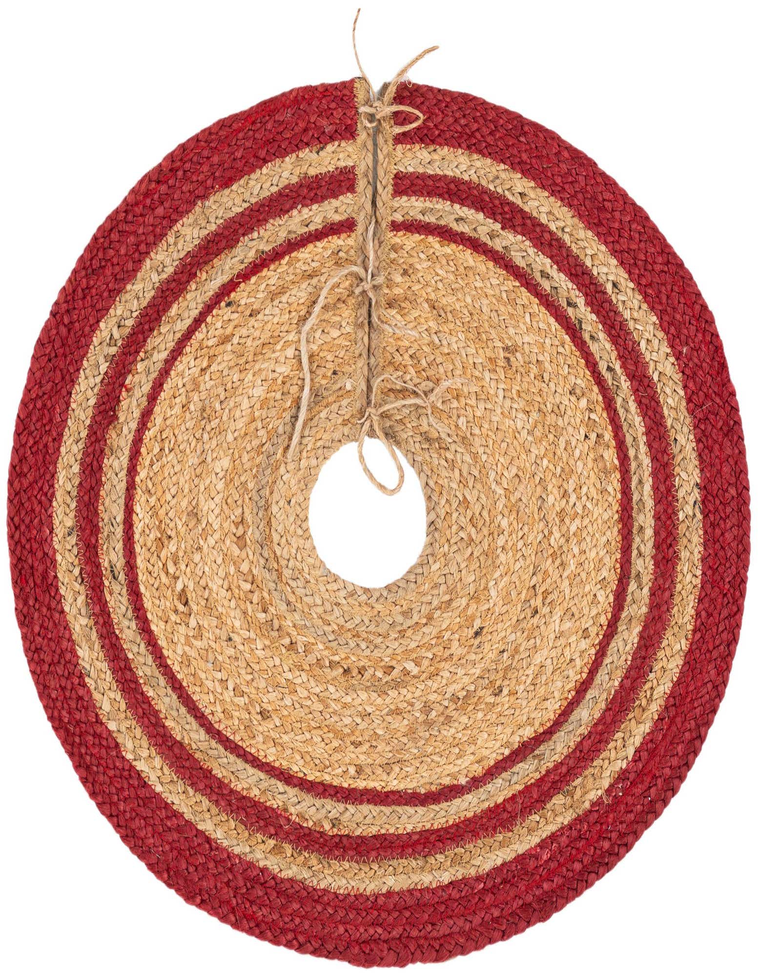 Primary image 2' 2 x 2' 2 Hand Braided Christmas Tree Skirt