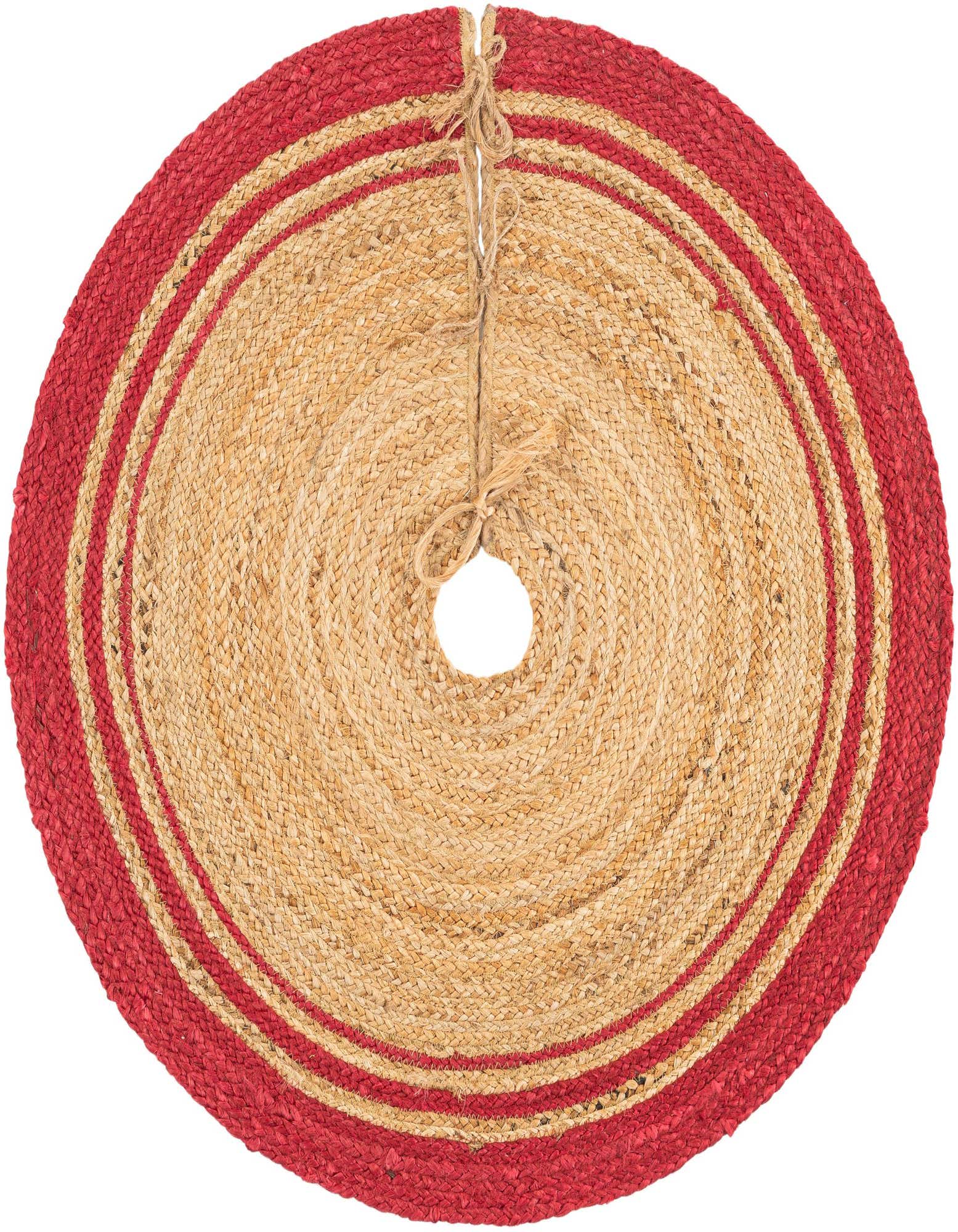 Primary image 3' 1 x 3' 1 Hand Braided Christmas Tree Skirt