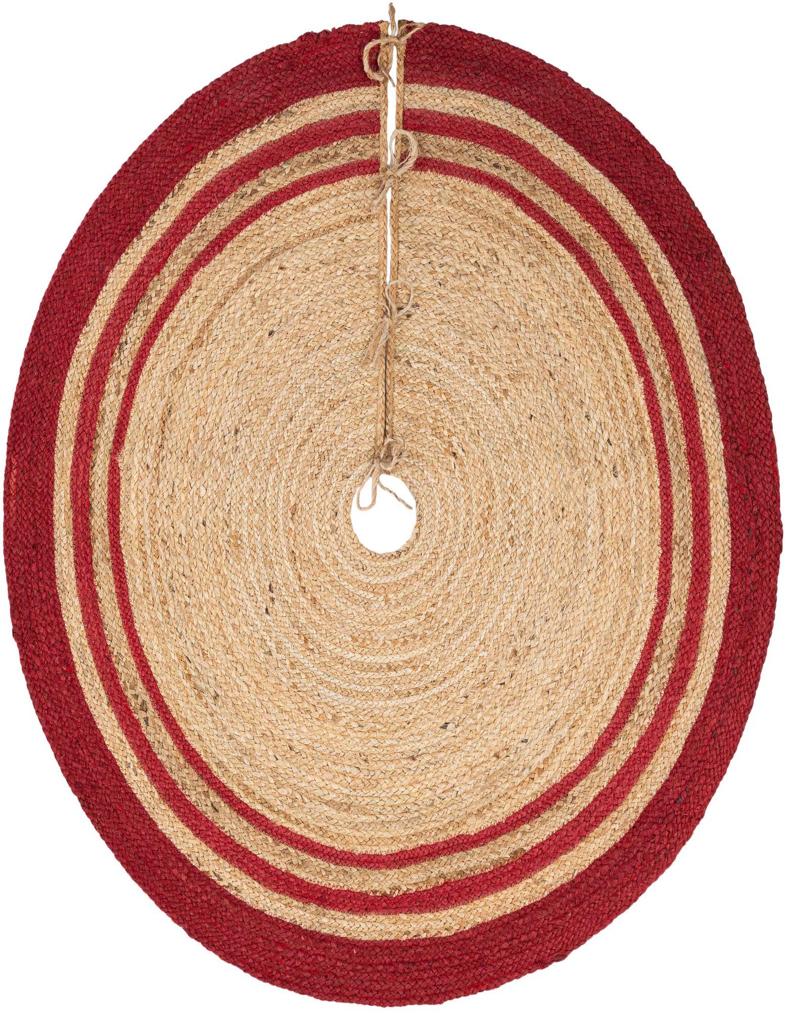 Primary image 4' 1 x 4' 1 Hand Braided Christmas Tree Skirt