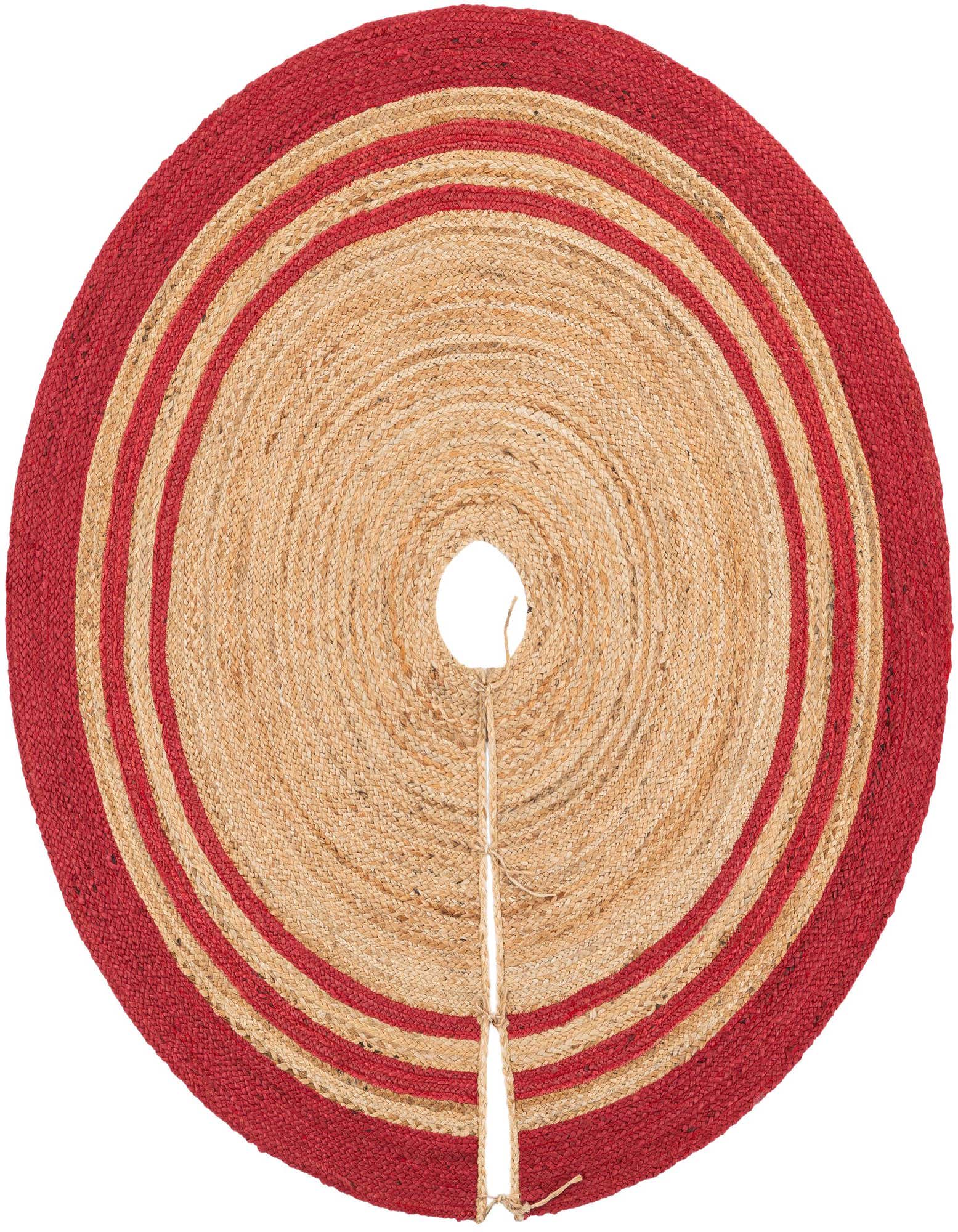 Primary image 5' 1 x 5' 1 Hand Braided Christmas Tree Skirt