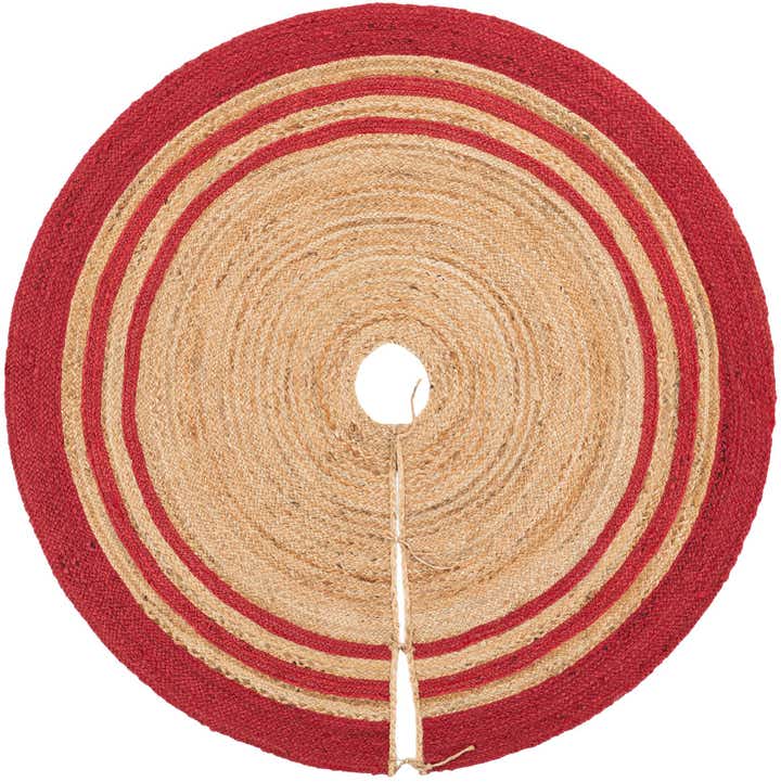5' 1 x 5' 1 Hand Braided Christmas Tree Skirt
