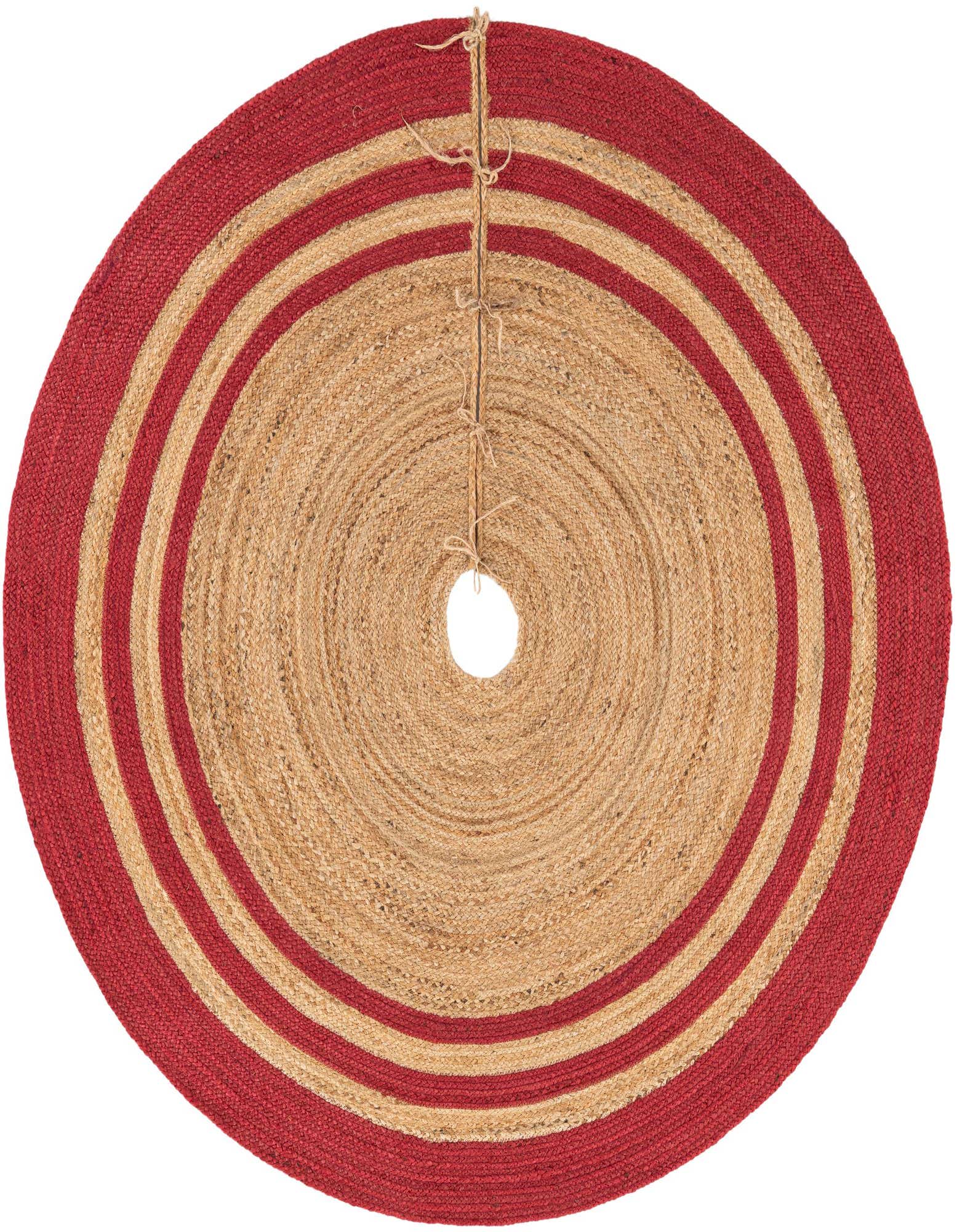 Primary image 6' 1 x 6' 1 Hand Braided Christmas Tree Skirt