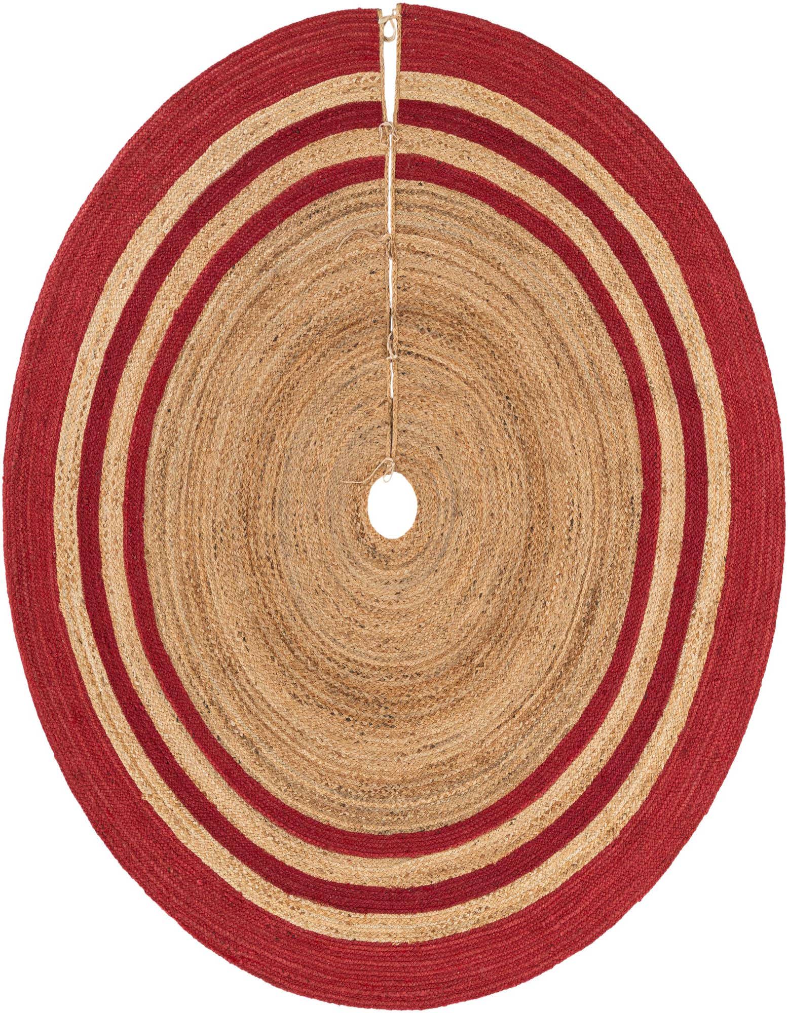 Primary image 7' 1 x 7' 1 Hand Braided Christmas Tree Skirt
