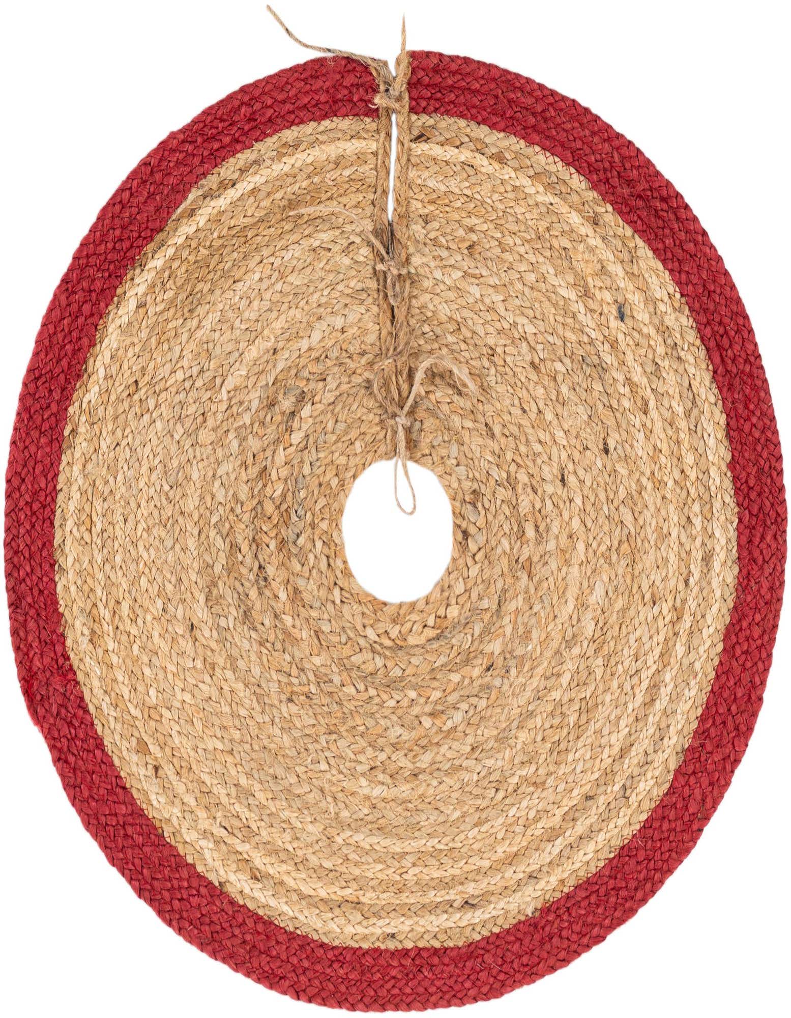 Primary image 2' 2 x 2' 2 Hand Braided Christmas Tree Skirt