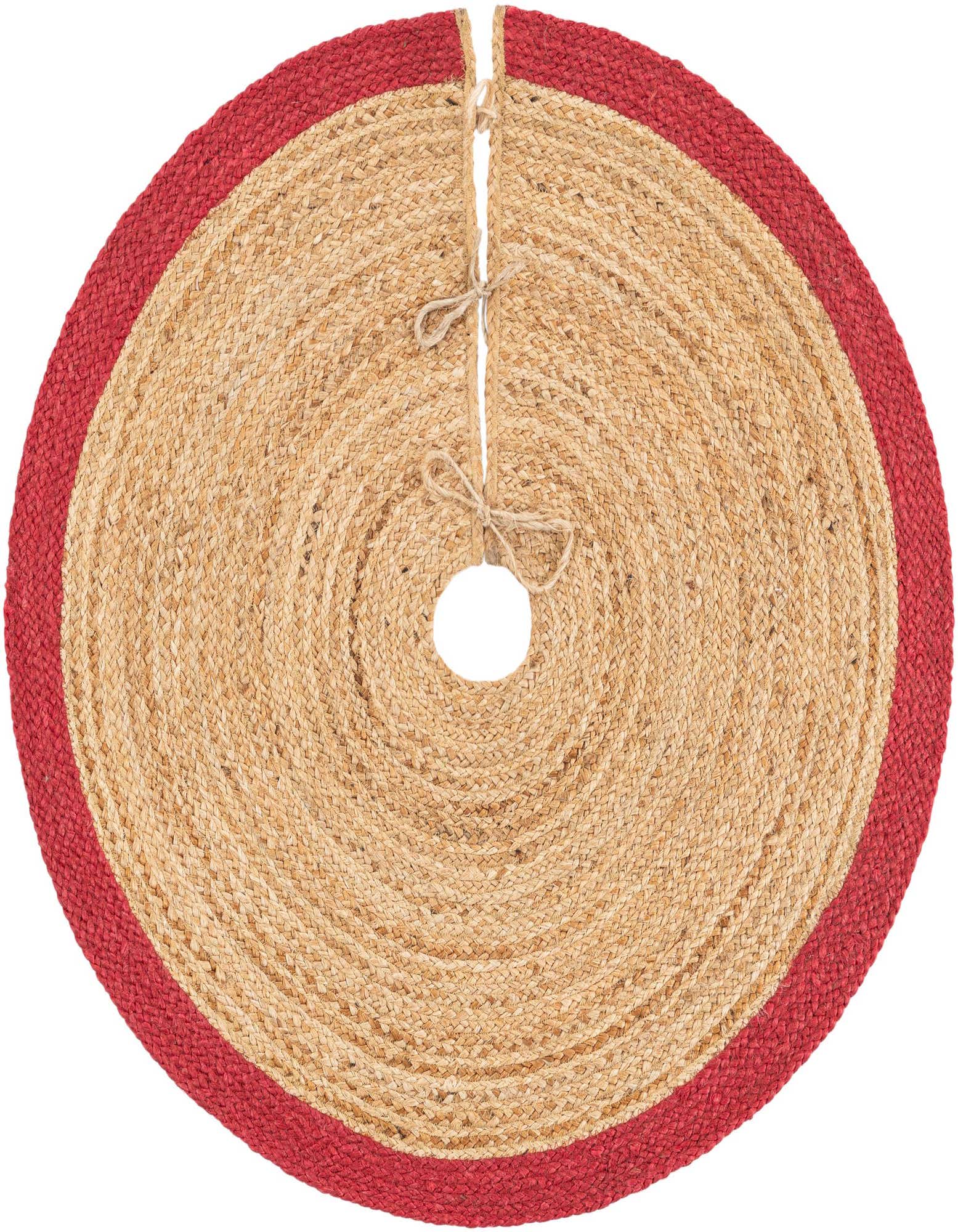 Primary image 3' 1 x 3' 1 Hand Braided Christmas Tree Skirt