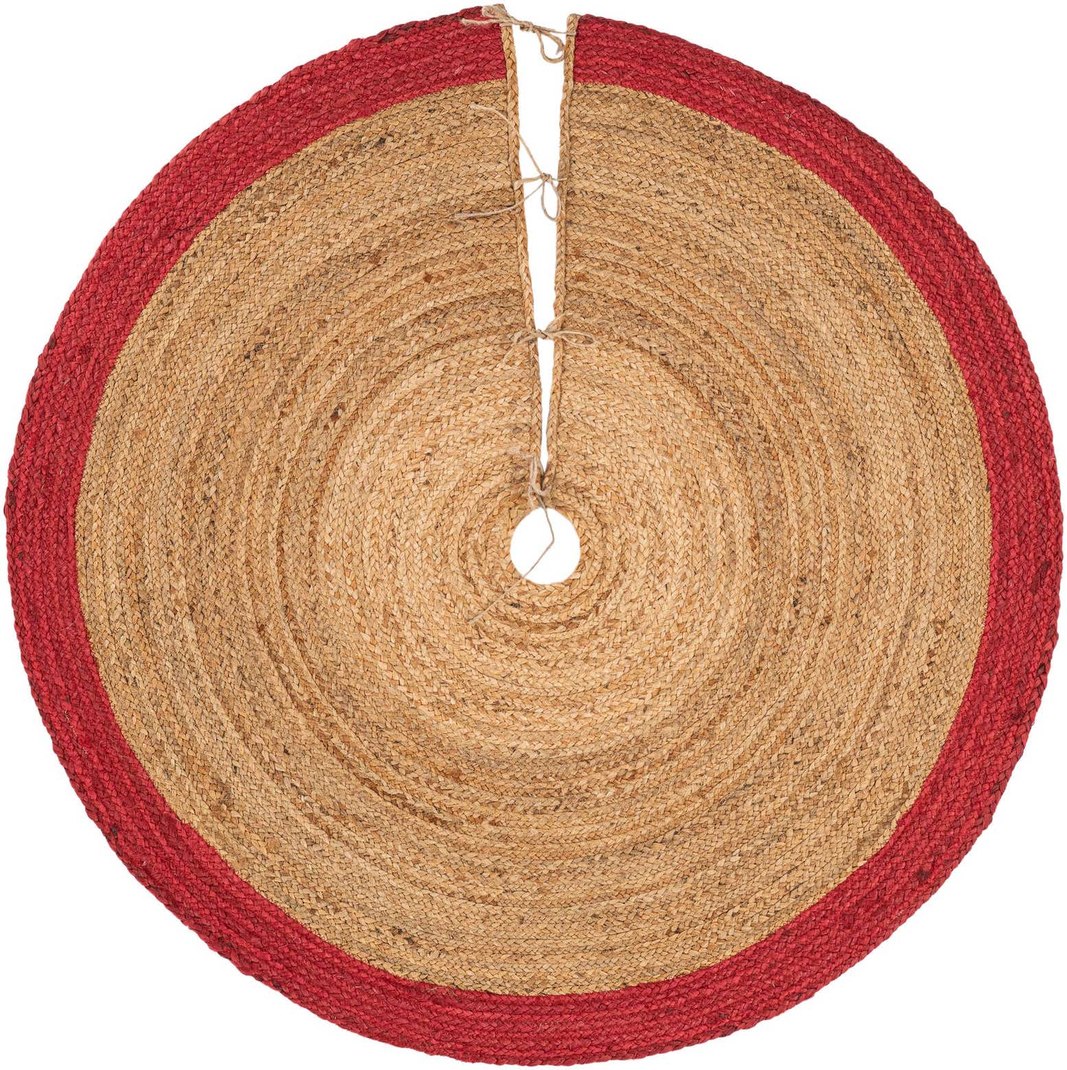 Primary image 4' 1 x 4' 1 Hand Braided Christmas Tree Skirt