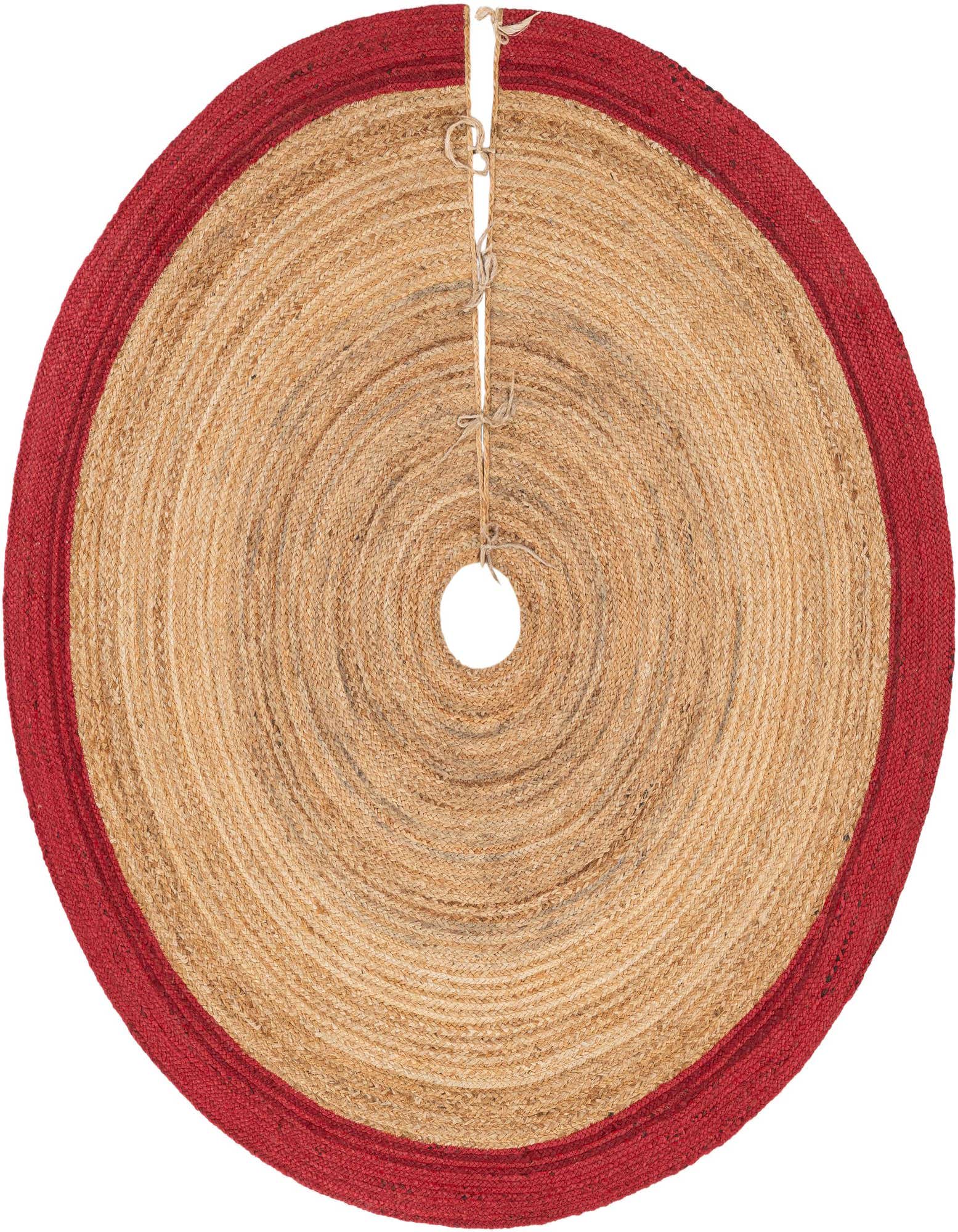 Primary image 6' 1 x 6' 1 Hand Braided Christmas Tree Skirt