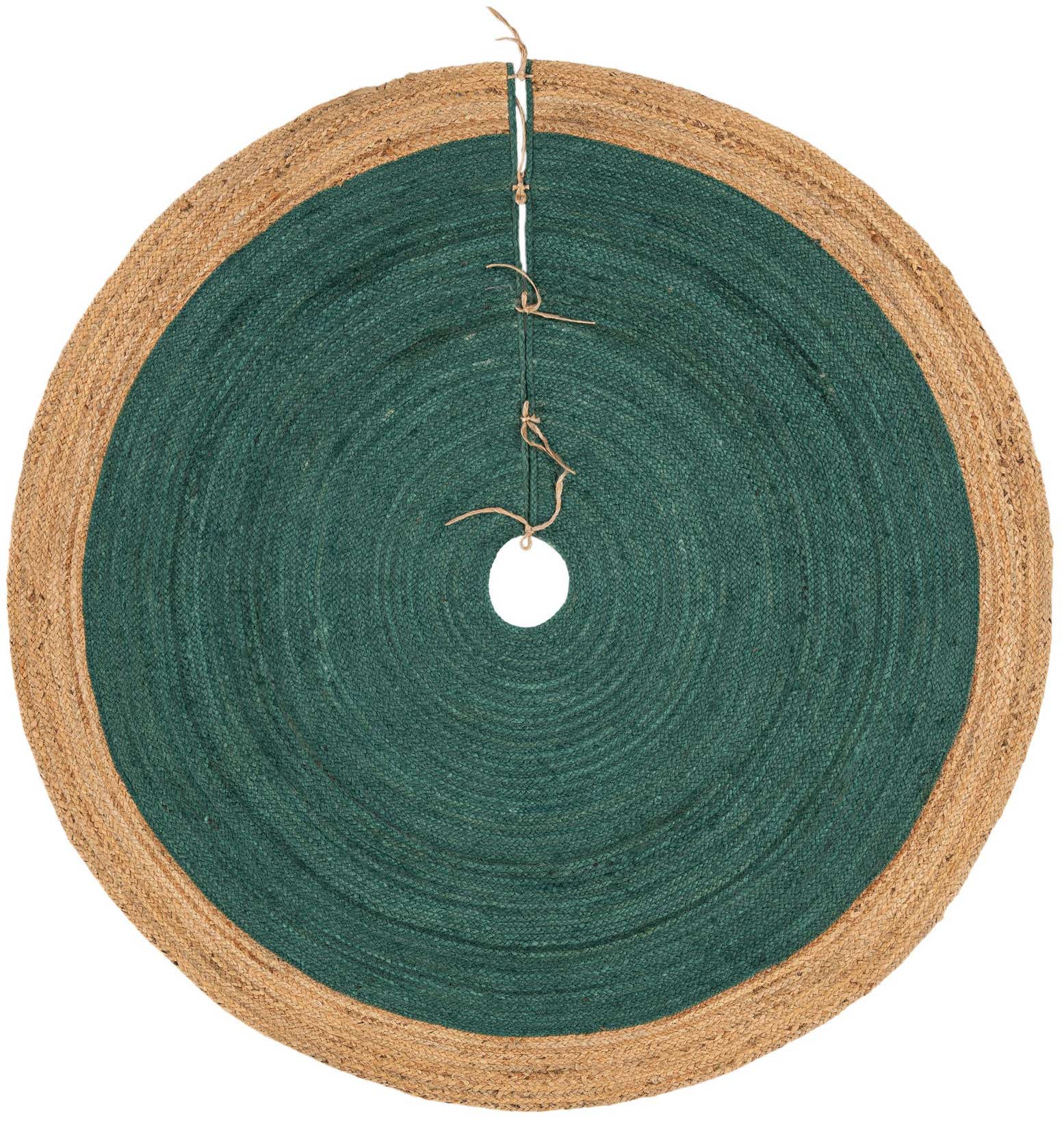 Primary image Custom Green Hand Braided Christmas Tree Skirt