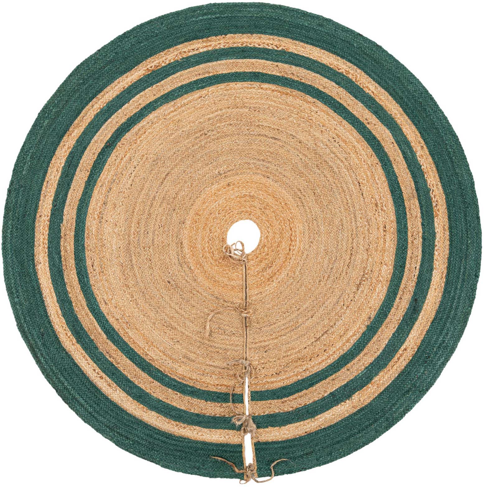 Primary image Custom Natural and Green Hand Braided Christmas Tree Skirt
