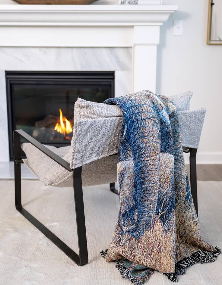 Detail image of 4' 6 x 6' Loving Mother Elephant & Calf Throw Blanket