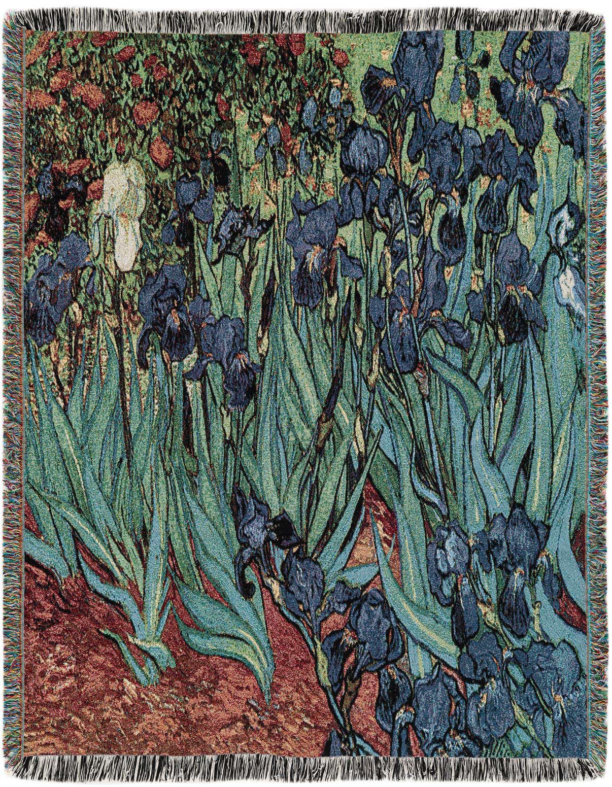 Primary image 4' 6 x 6' Irises Van Gogh Throw Blanket