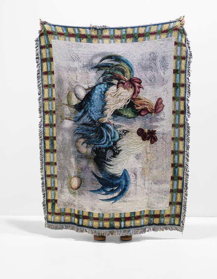 4' 6 x 6' Rooster Trio Throw Blanket