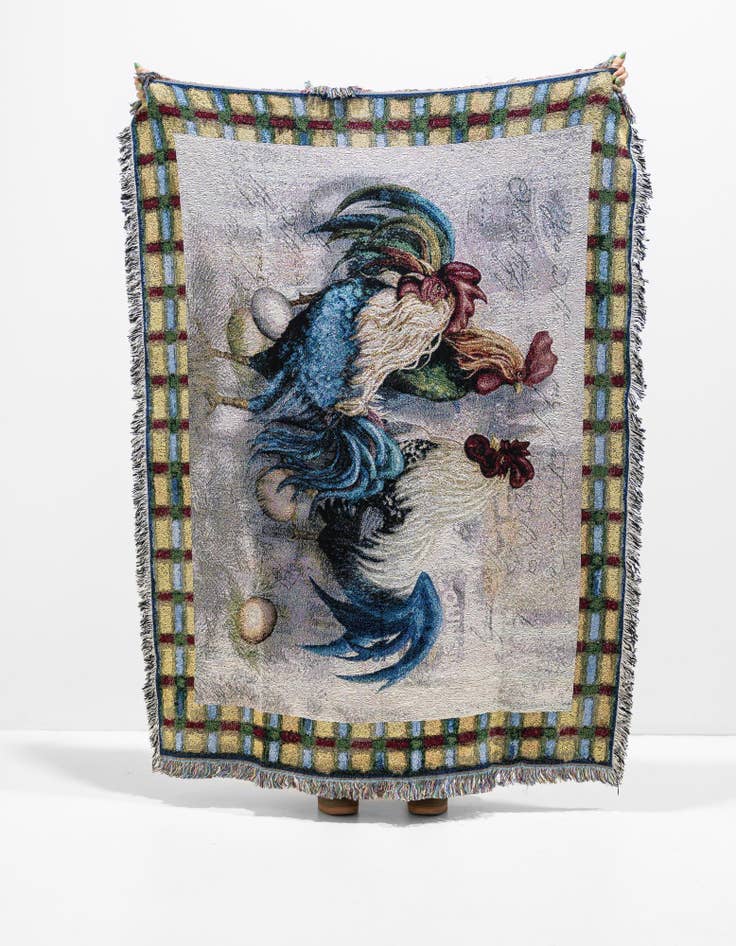 Detail image of 4' 6 x 6' Rooster Trio Throw Blanket