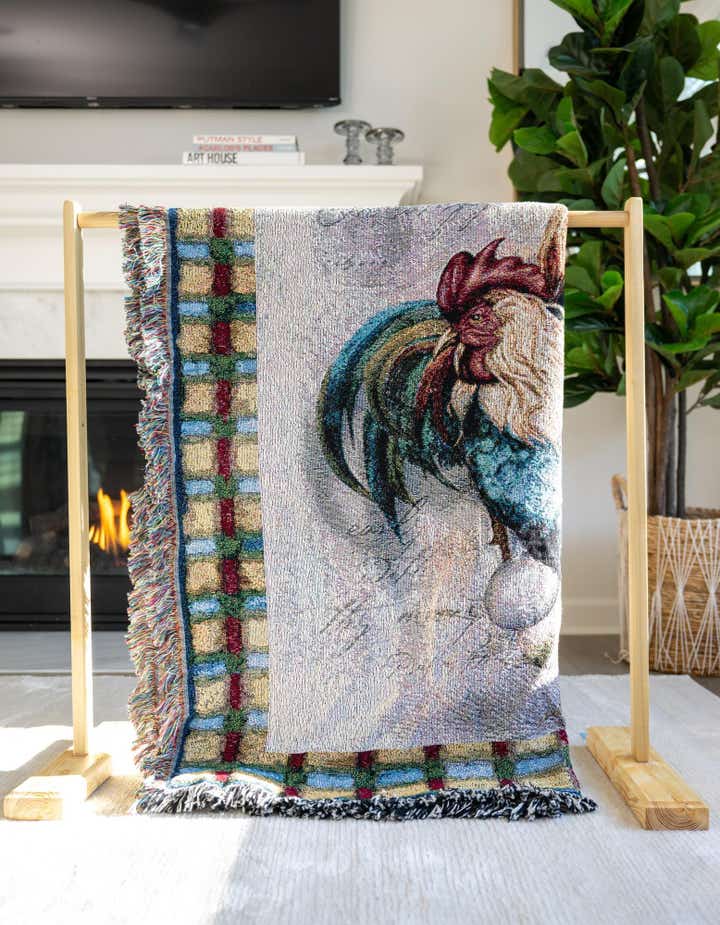 4' 6 x 6' Rooster Trio Throw Blanket